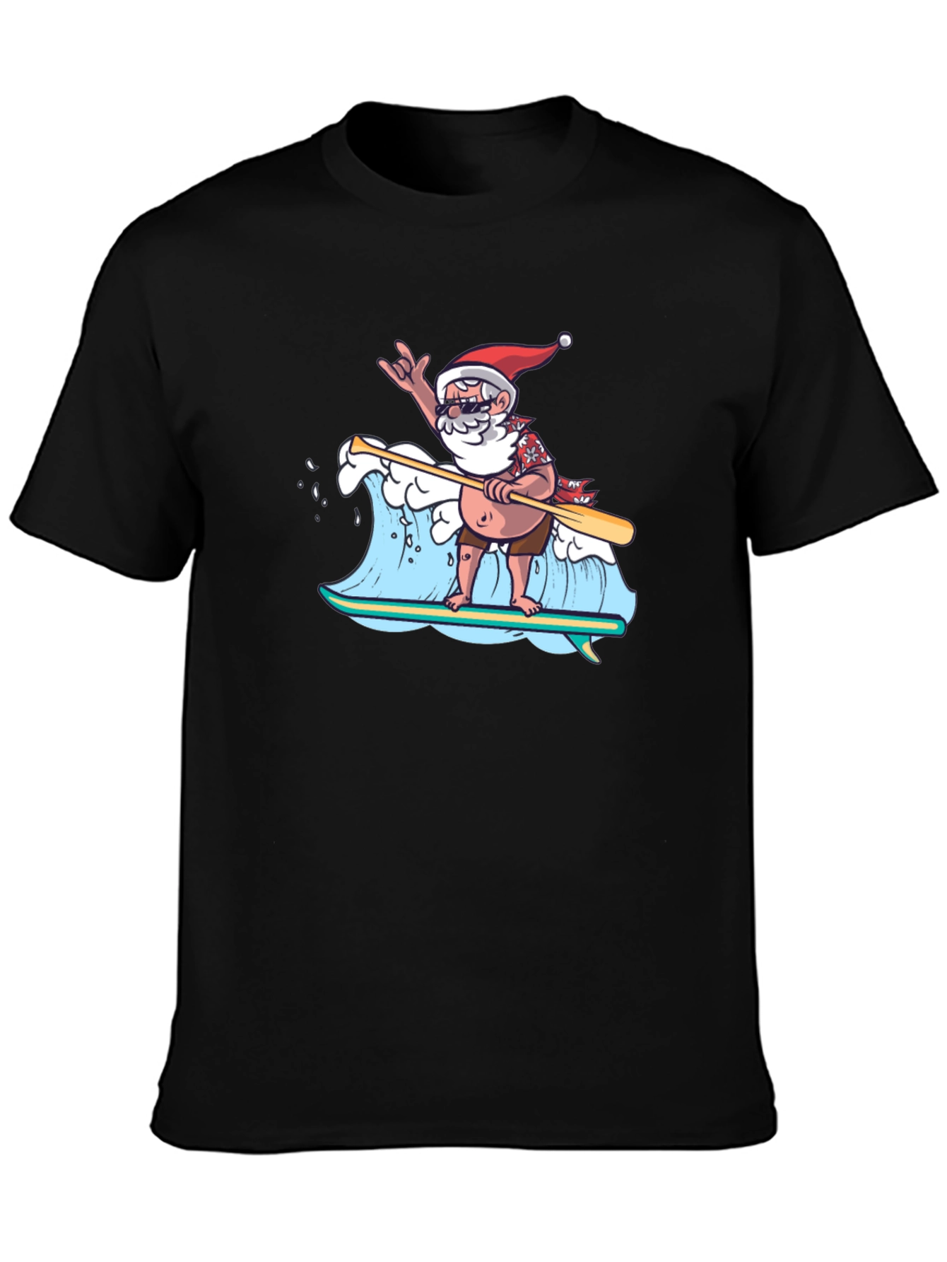 Surfing Santa T-Shirt - Holiday Beach Vibes