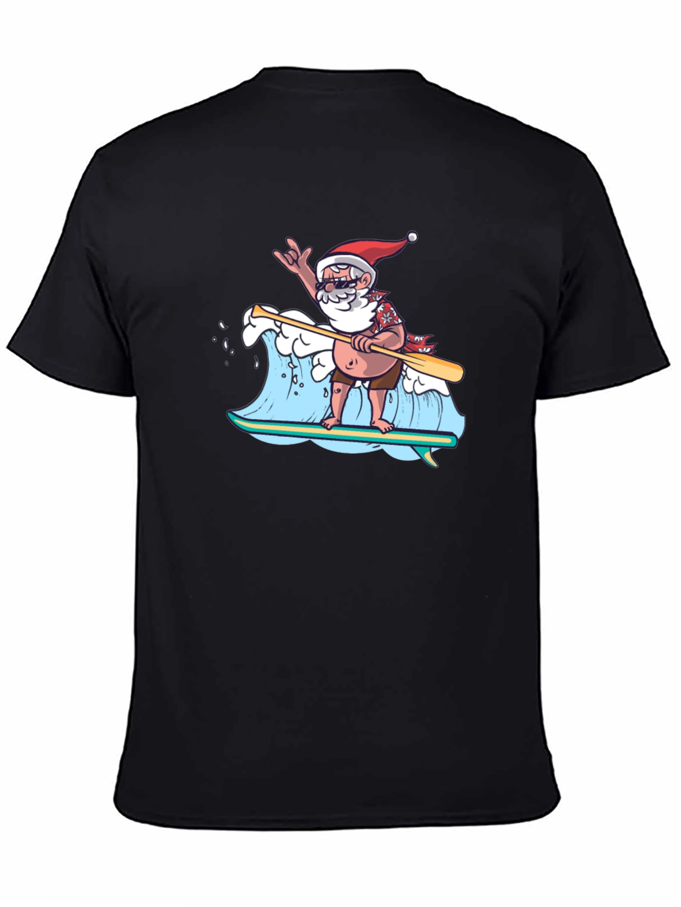 Surfing Santa T-Shirt - Holiday Beach Vibes
