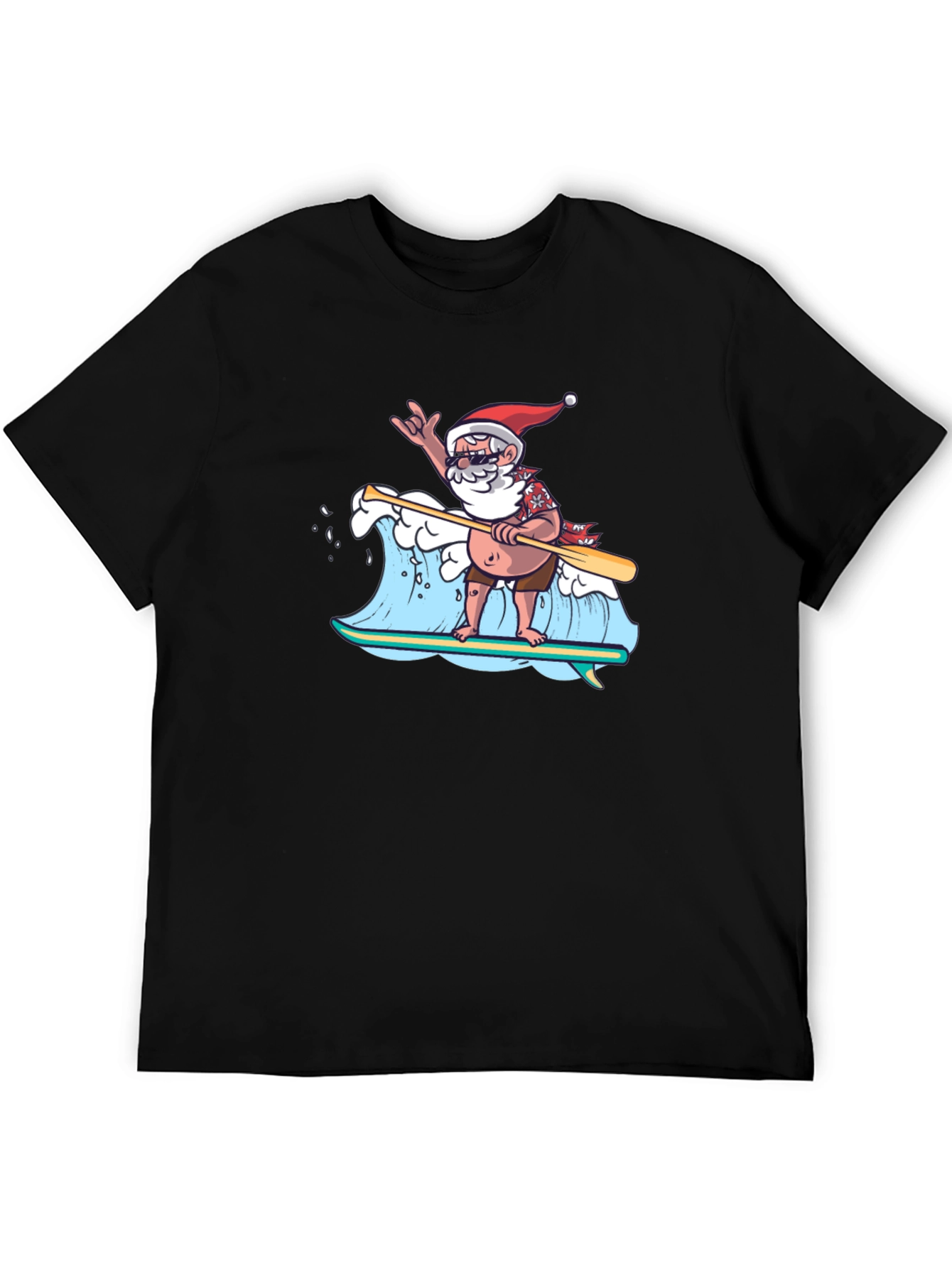 Surfing Santa T-Shirt - Holiday Beach Vibes
