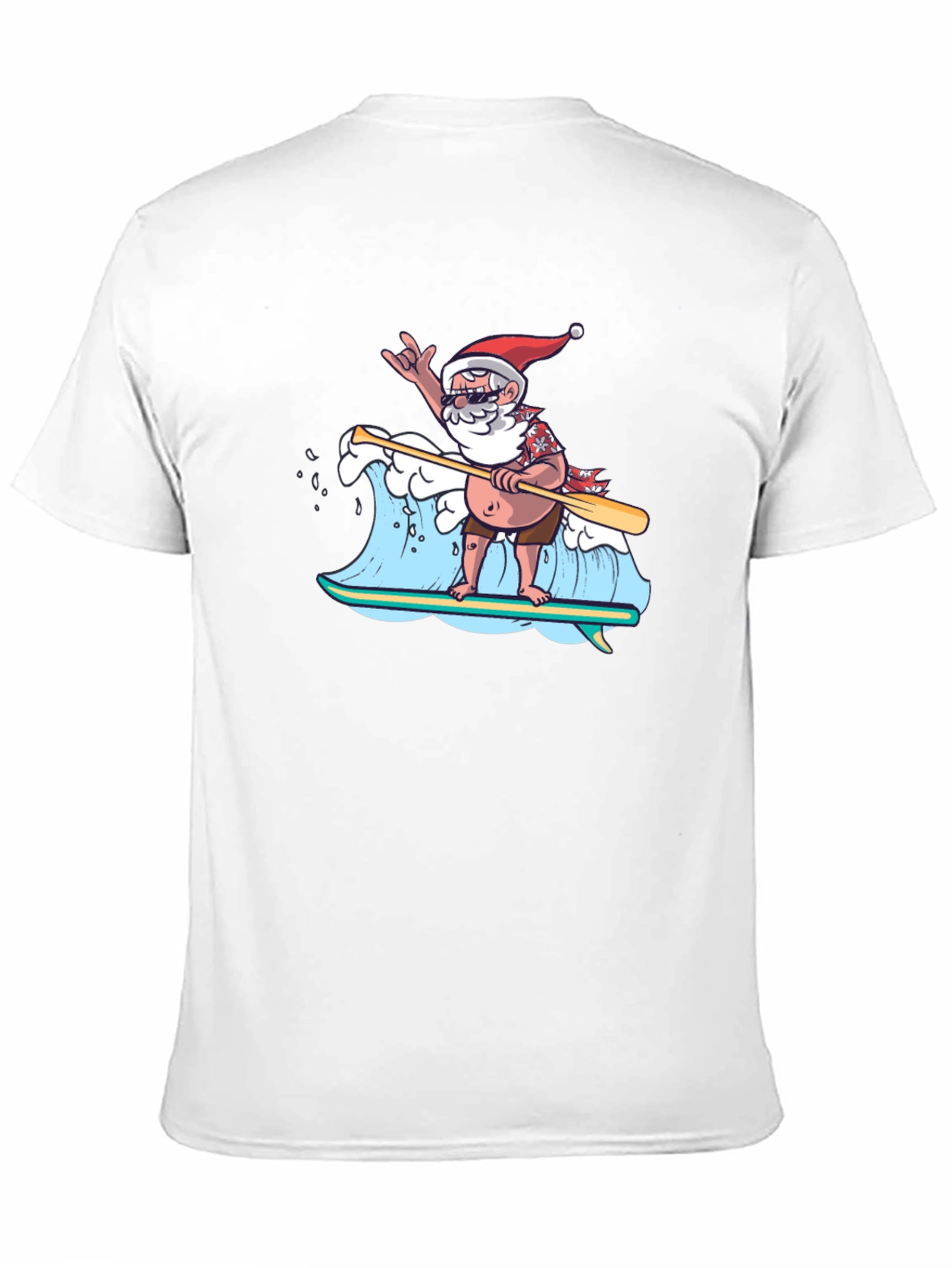 Surfing Santa T-Shirt - Holiday Beach Vibes