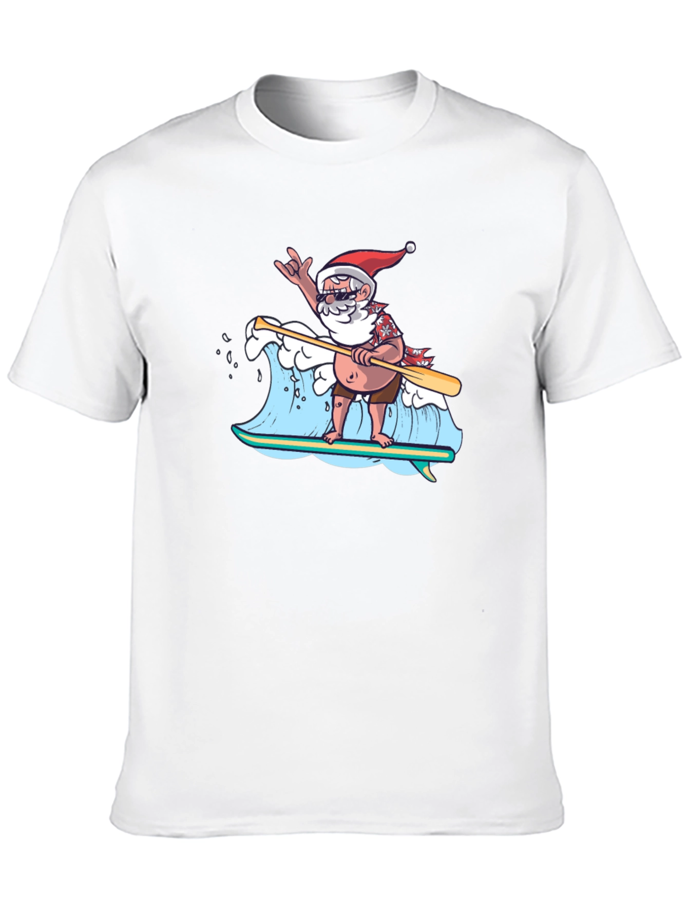 Surfing Santa T-Shirt - Holiday Beach Vibes