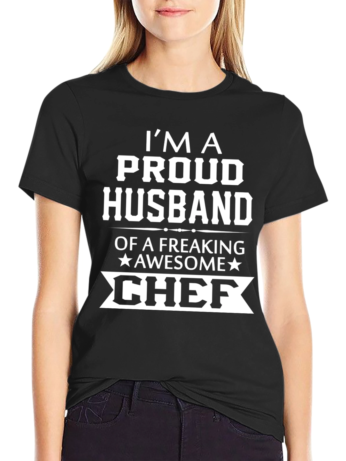 Proud Husband of Awesome Chef Graphic Tee - Black