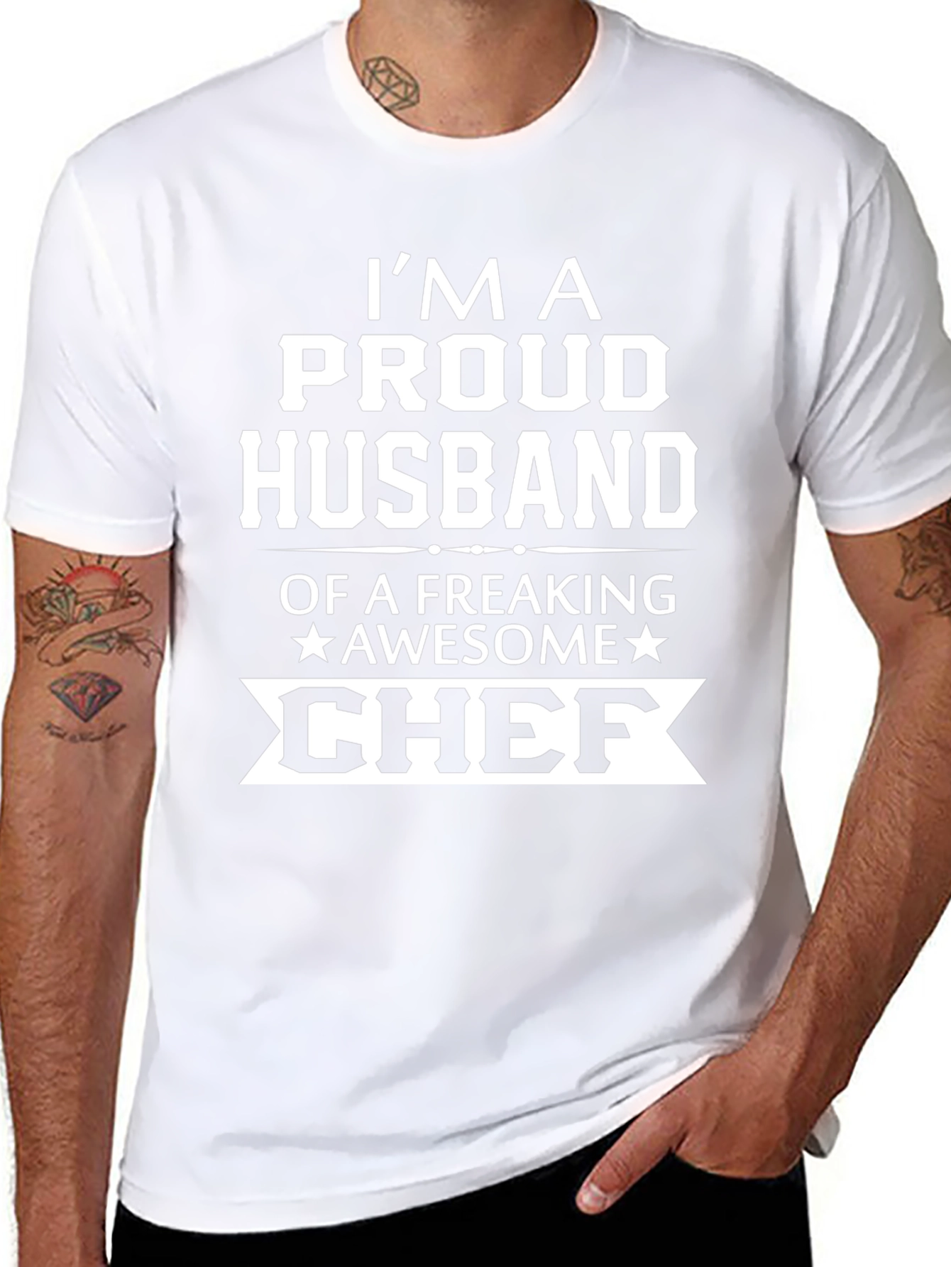 Proud Husband of Awesome Chef Graphic Tee - Black