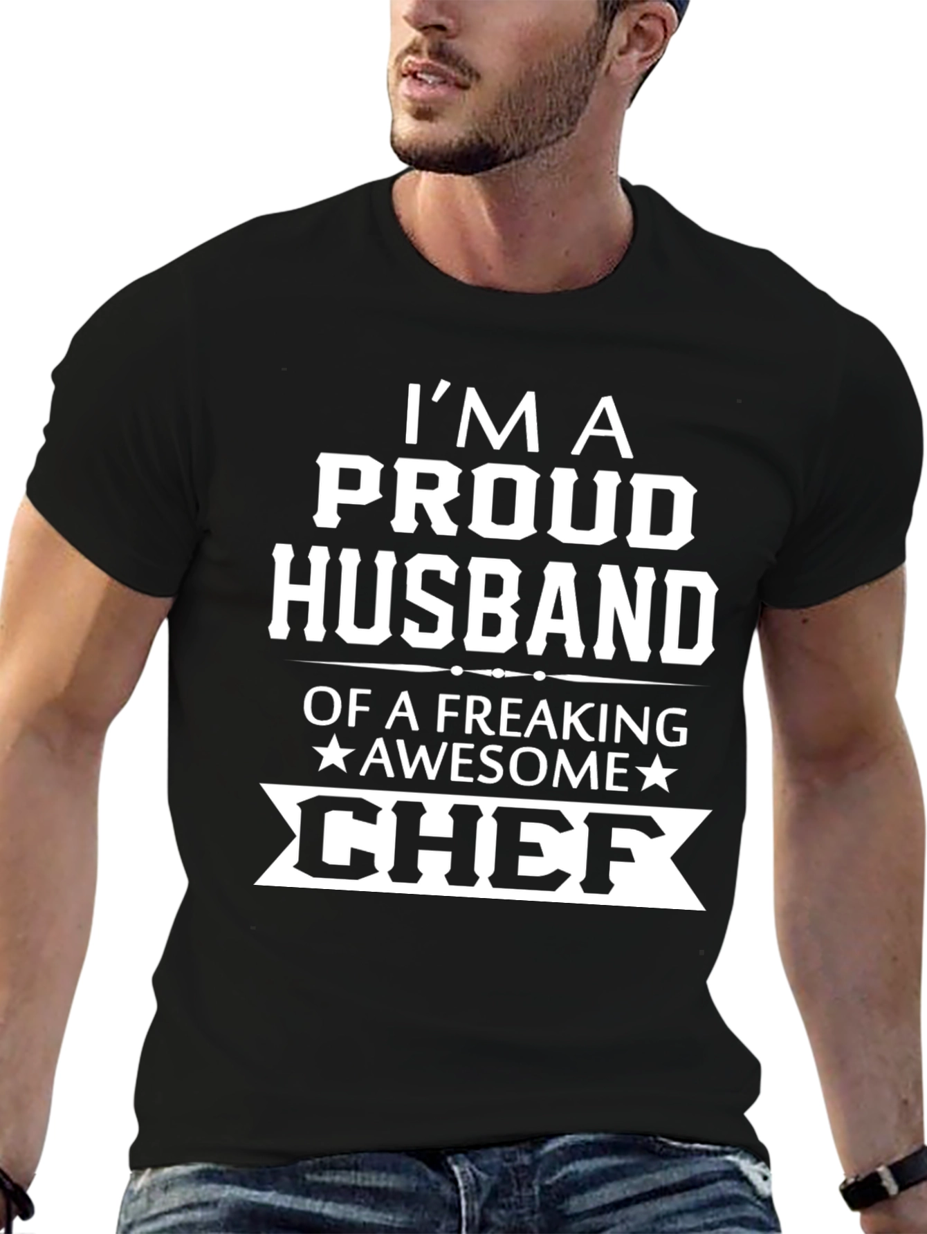 Proud Husband of Awesome Chef Graphic Tee - Black