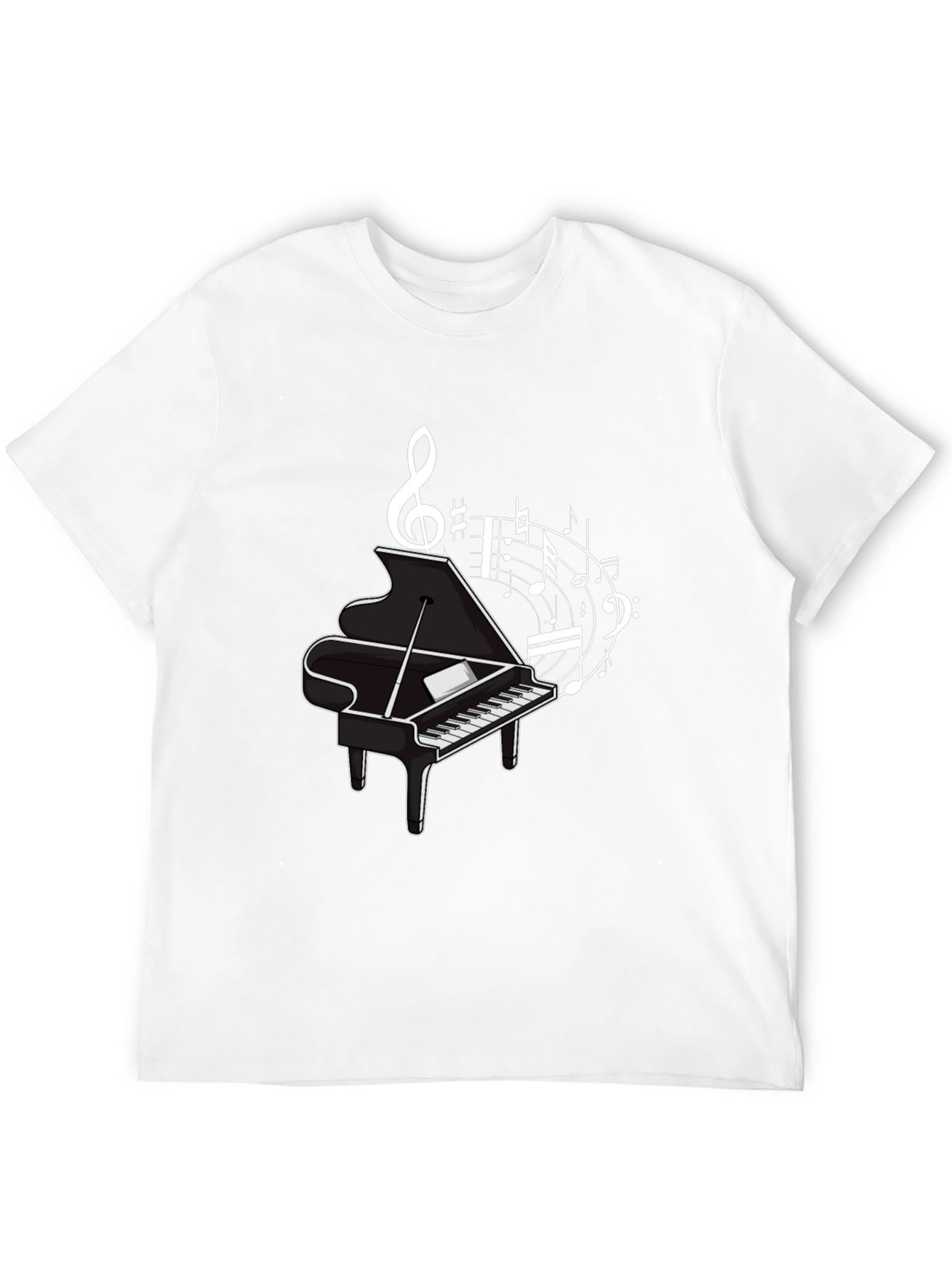 Musical Piano Graphic Tee - Classic Black Cotton