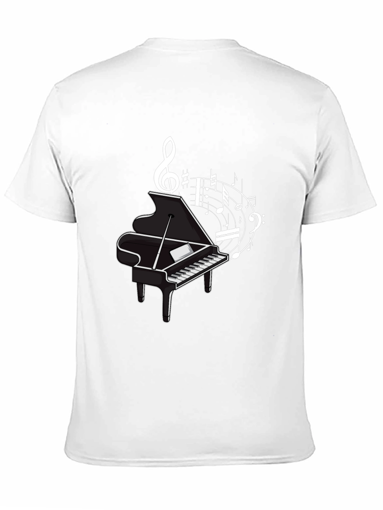 Musical Piano Graphic Tee - Classic Black Cotton