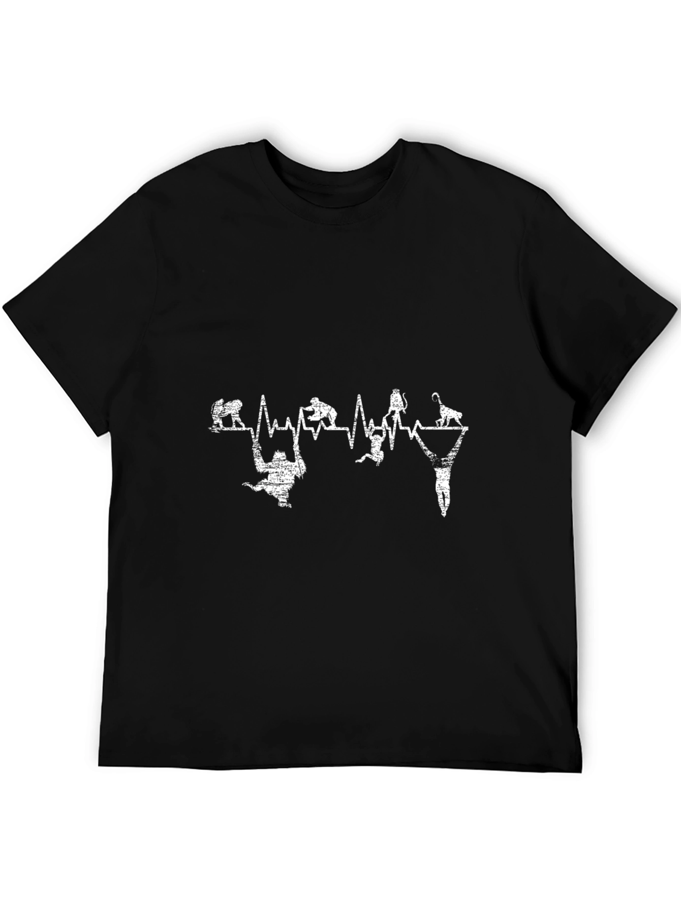 Funny Climbing Heartbeat Black T-Shirt