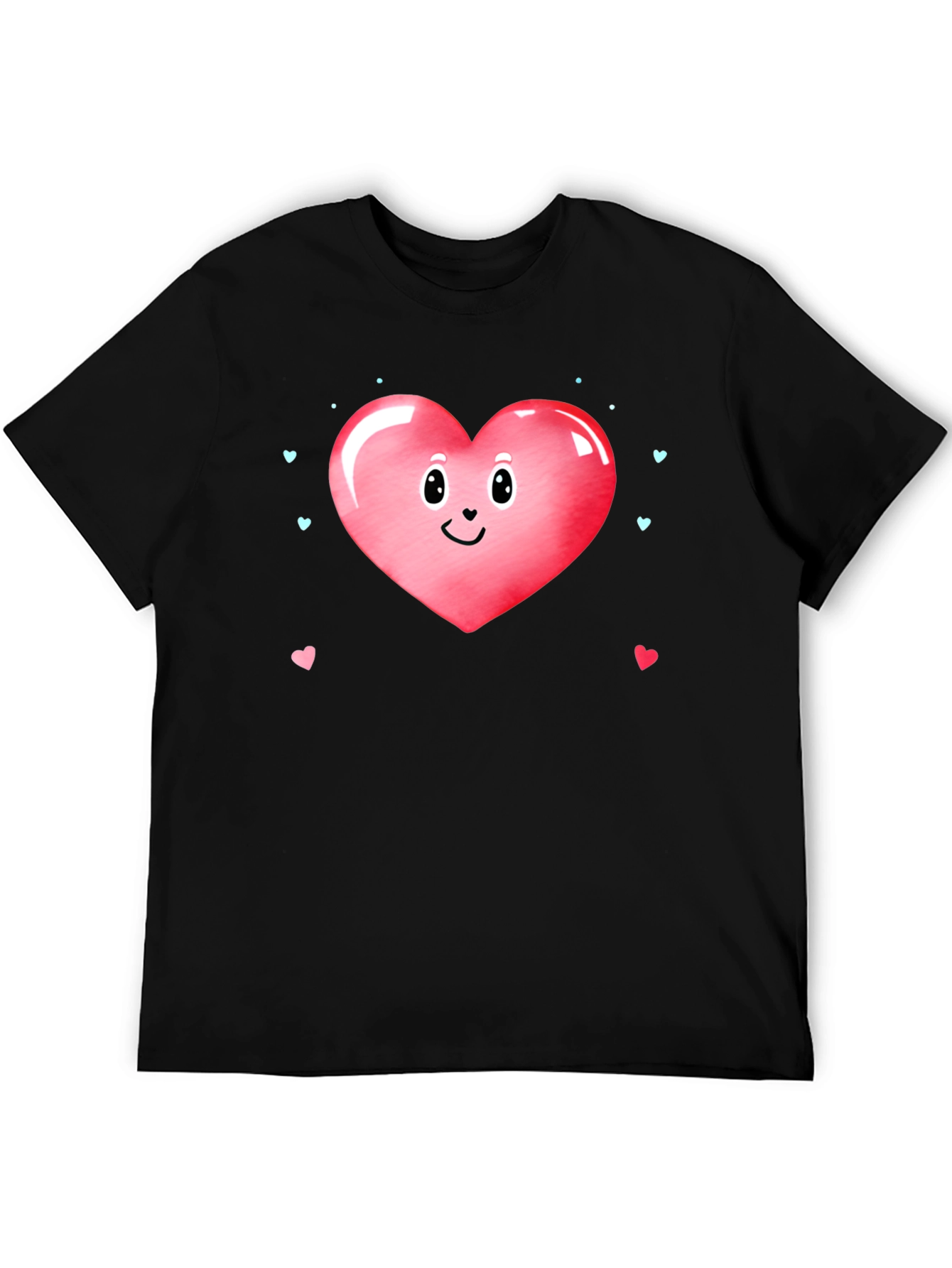 Cute Heart Face Valentines Day Graphic Tee