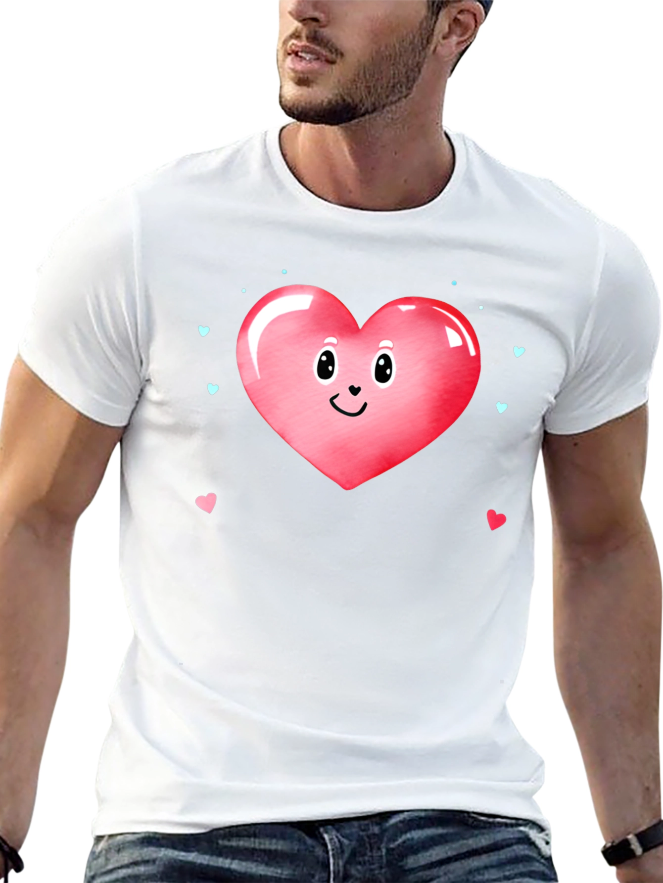 Cute Heart Face Valentines Day Graphic Tee
