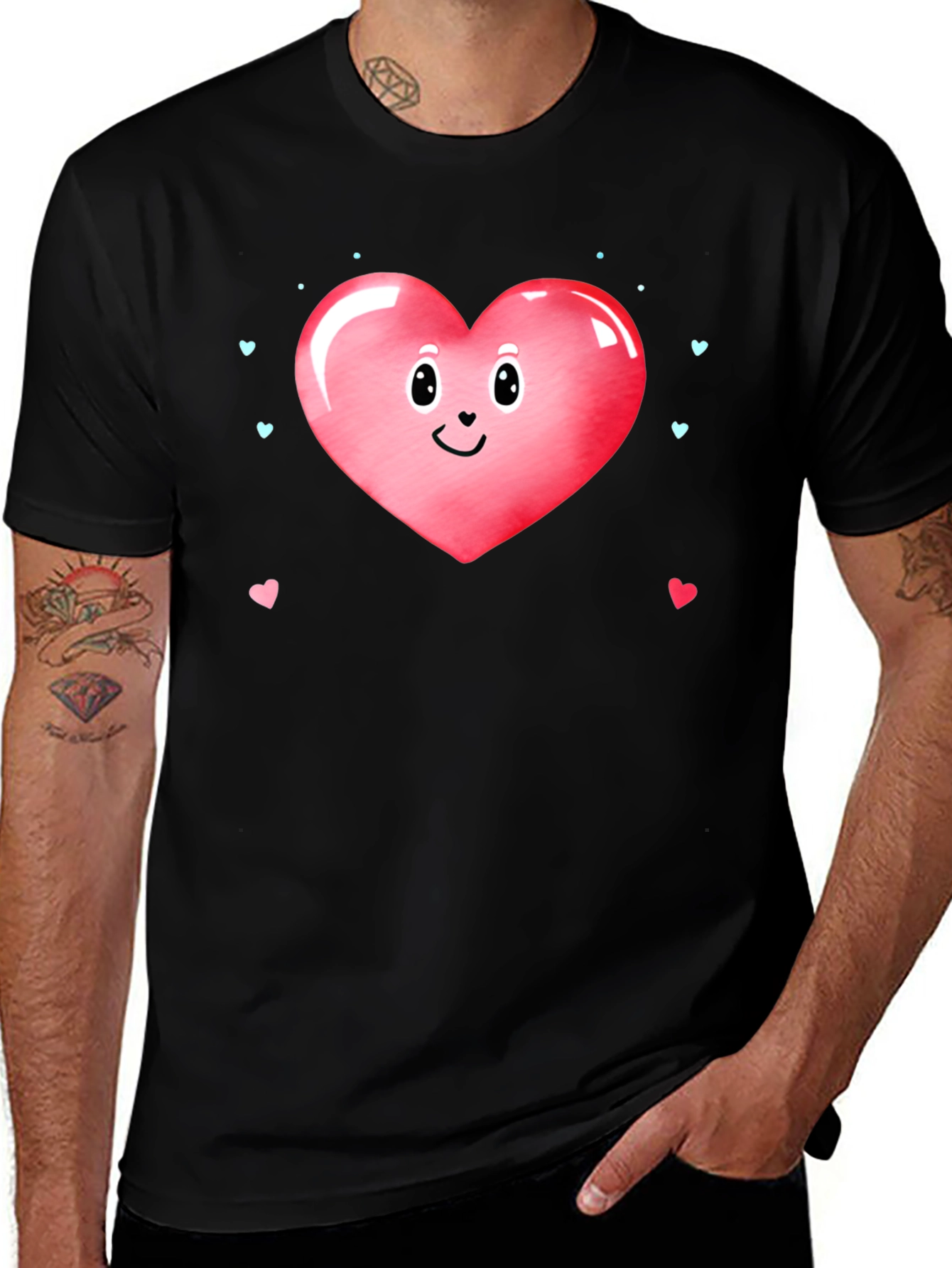Cute Heart Face Valentines Day Graphic Tee