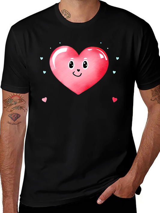 Cute Heart Face Valentines Day Graphic Tee