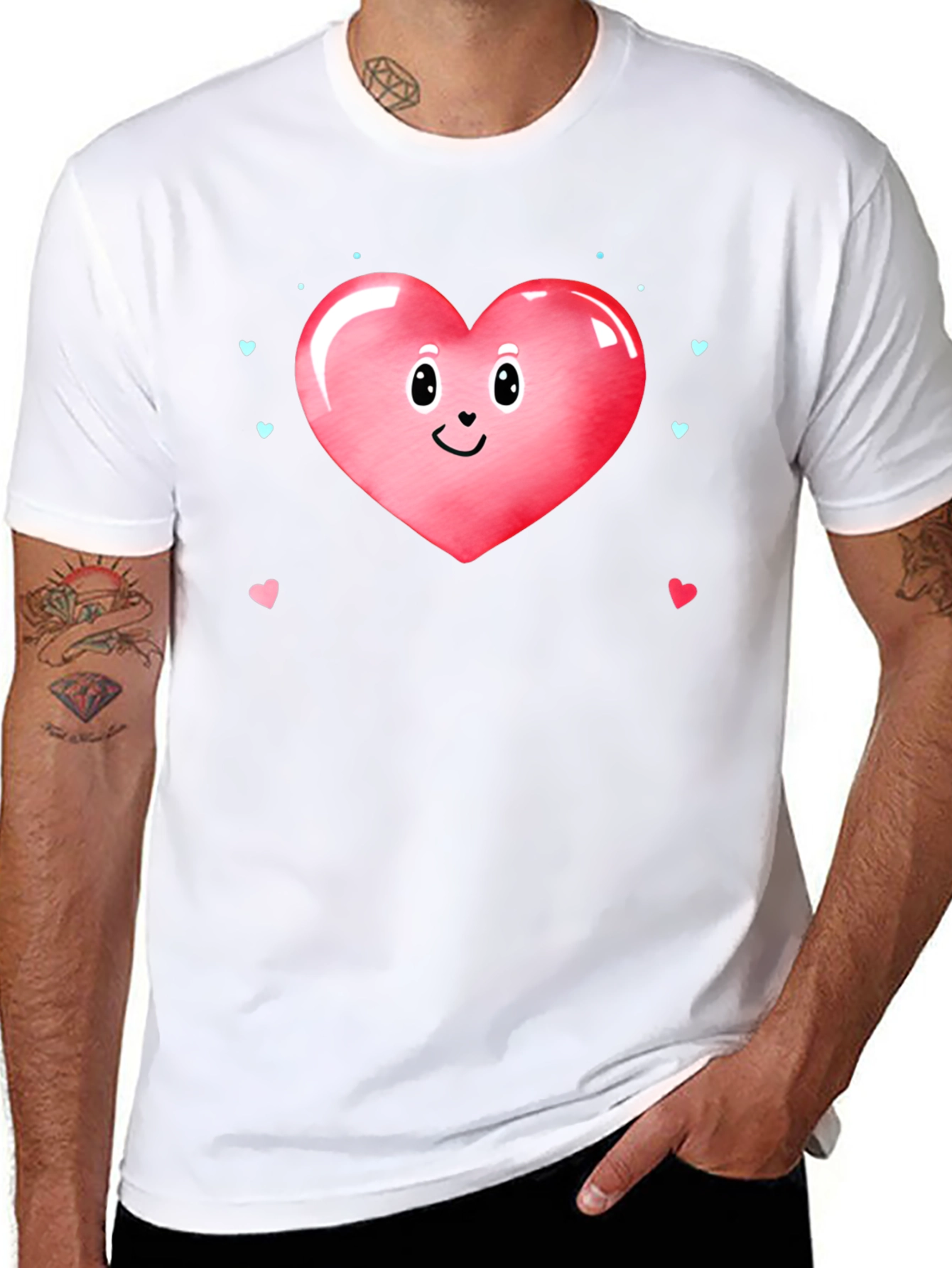 Cute Heart Face Valentines Day Graphic Tee