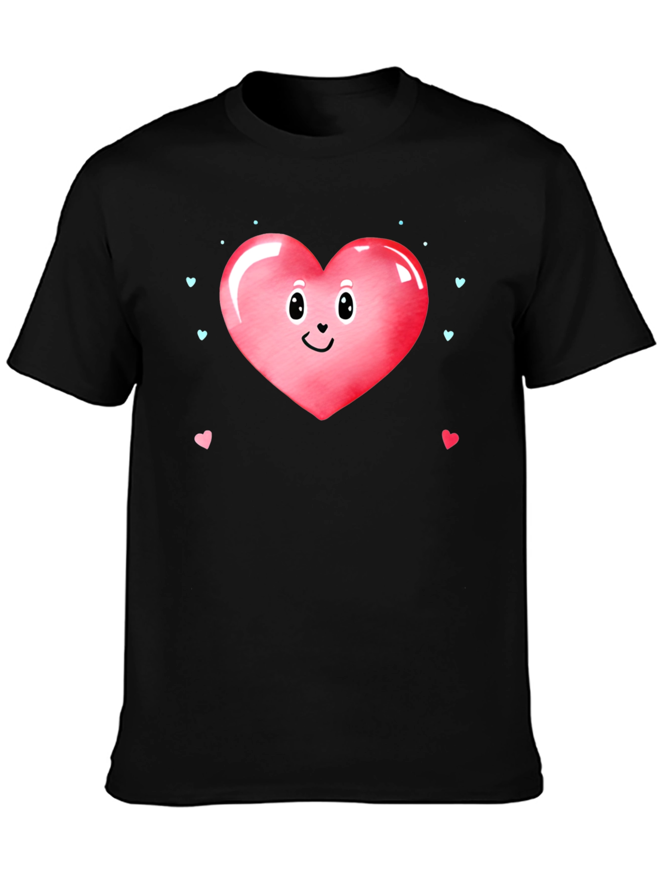 Cute Heart Face Valentines Day Graphic Tee