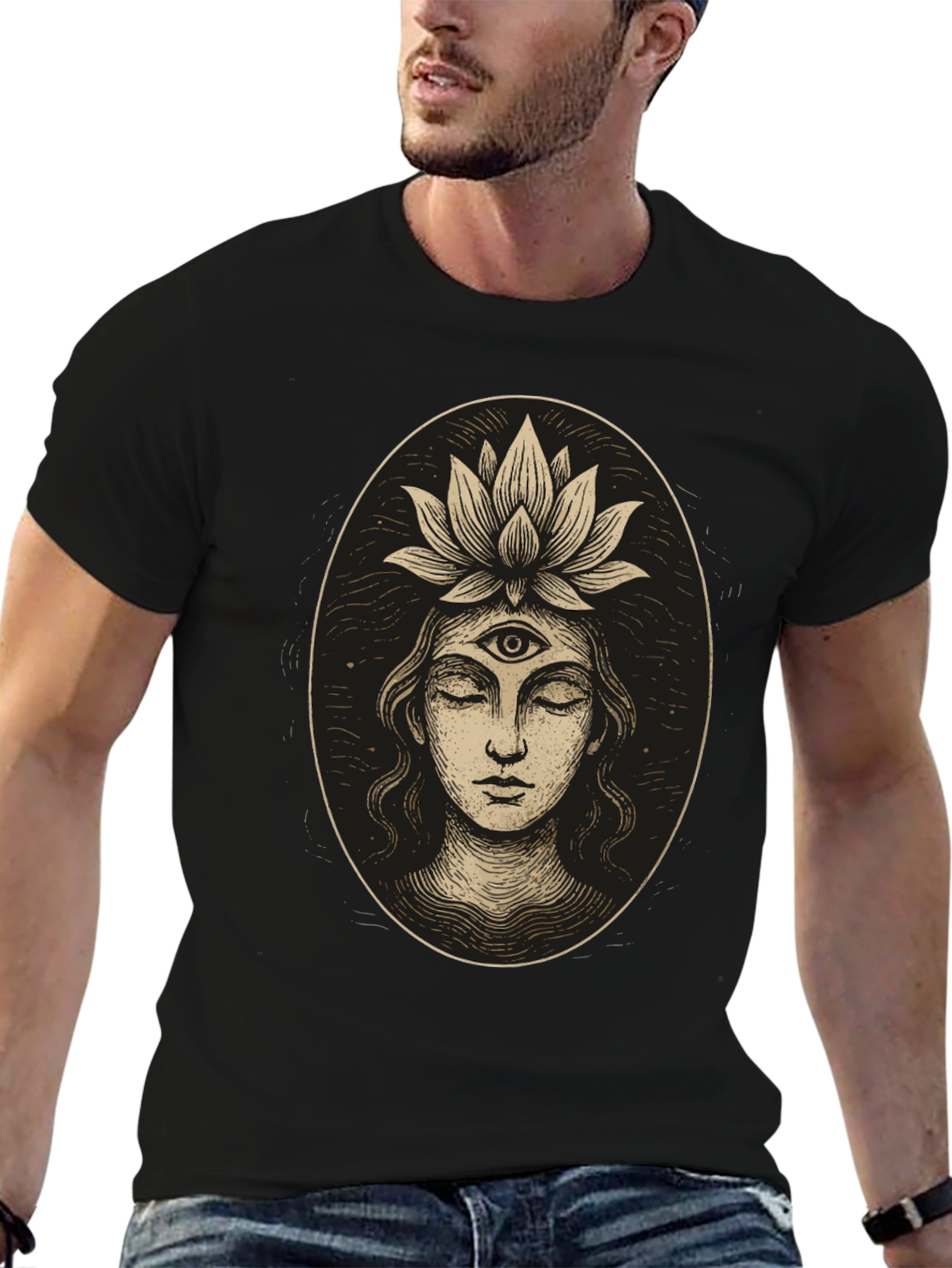 Third Eye Lotus Graphic Tee - Unisex Black T-Shirt