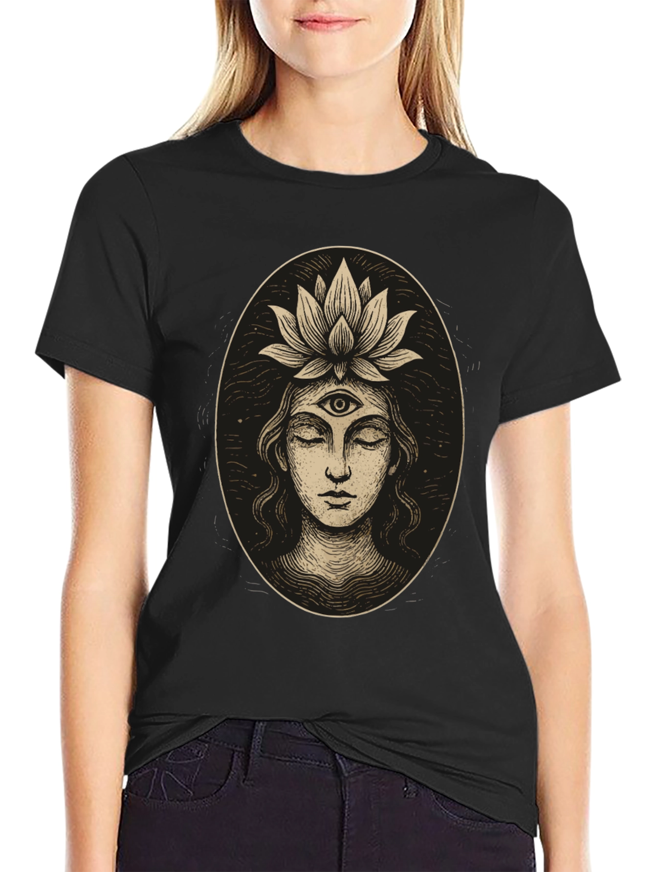 Third Eye Lotus Graphic Tee - Unisex Black T-Shirt