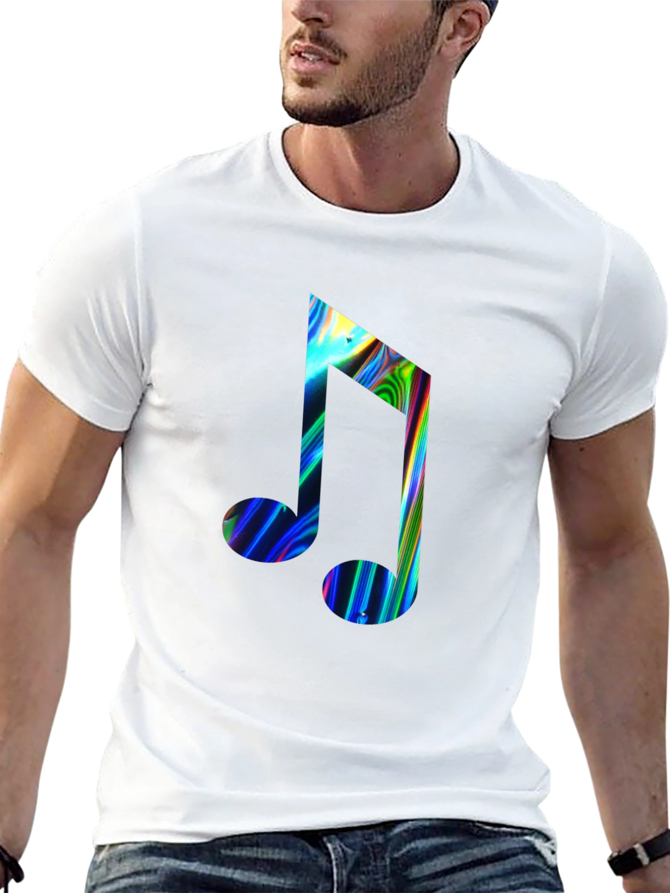 Vibrant Musical Note Black T-Shirt