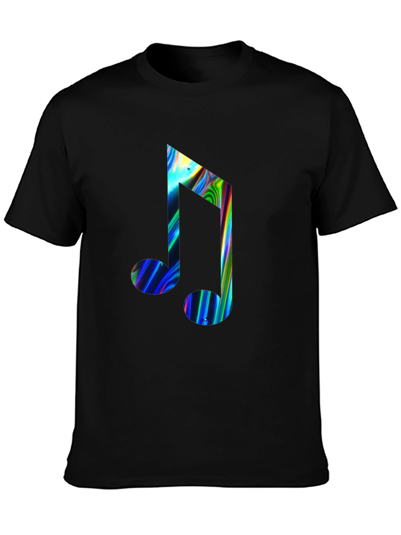 Vibrant Musical Note Black T-Shirt