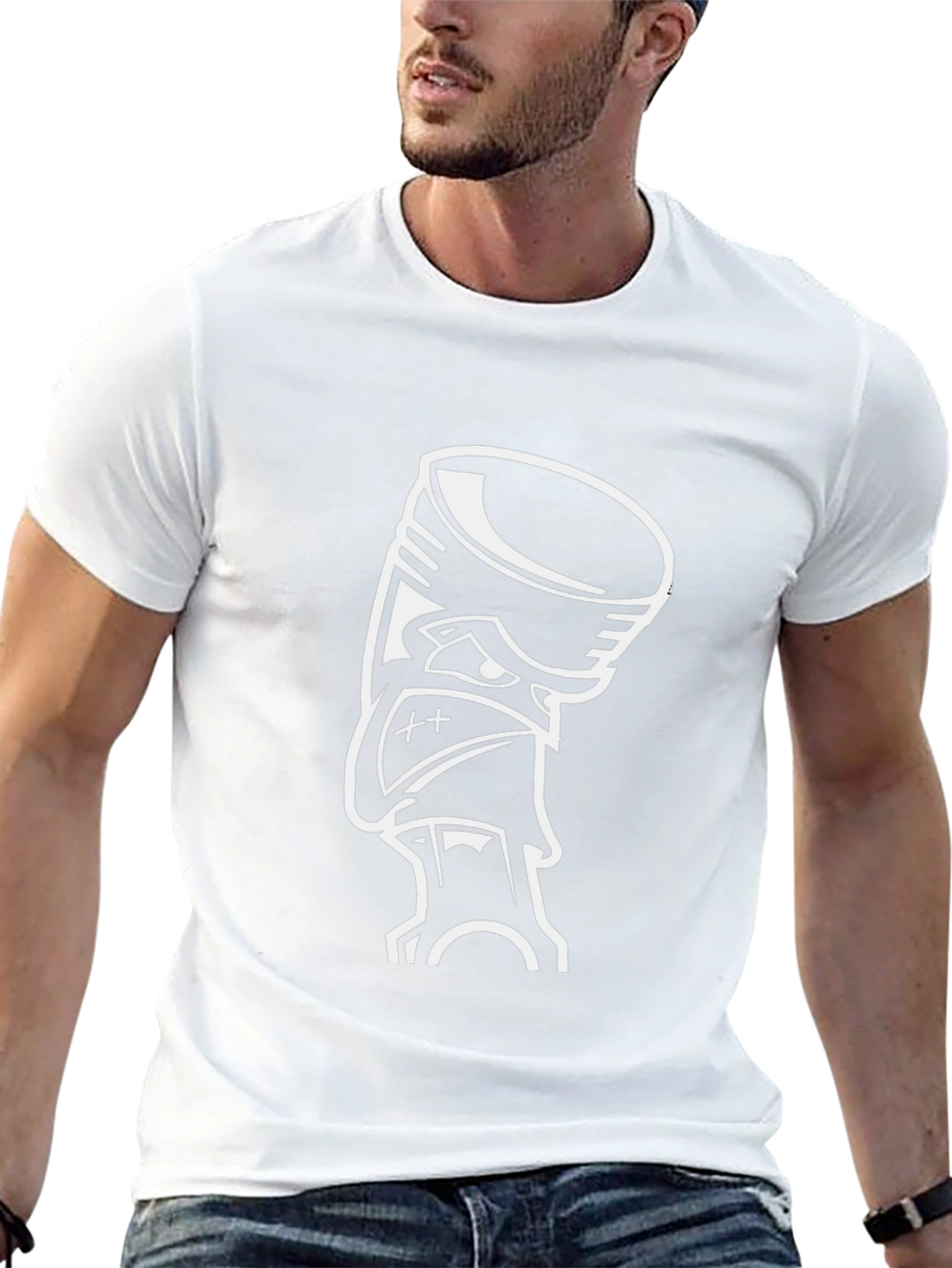 Black Graphic Tee - Cartoon Piston Design