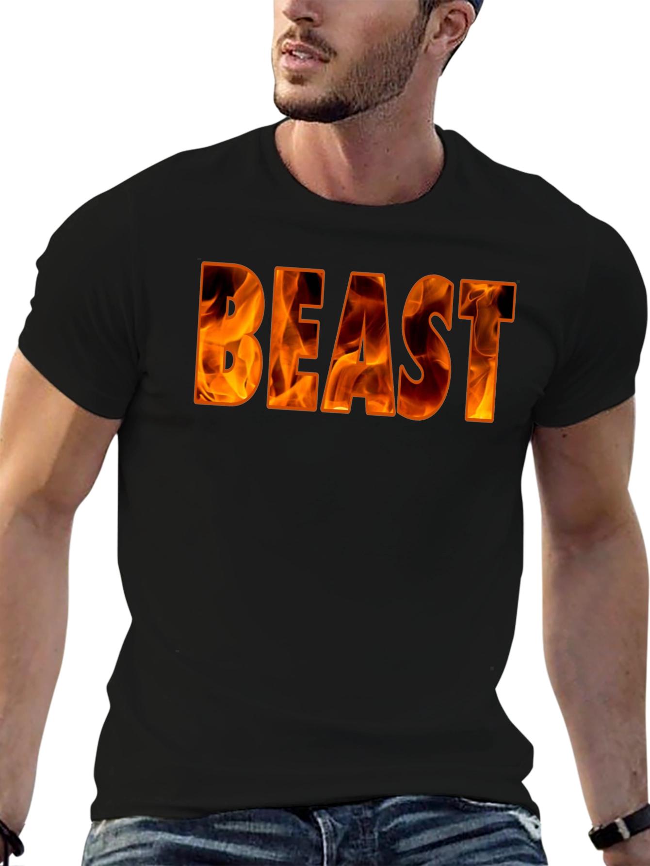 Fiery Beast Graphic Tee - Bold Black Shirt
