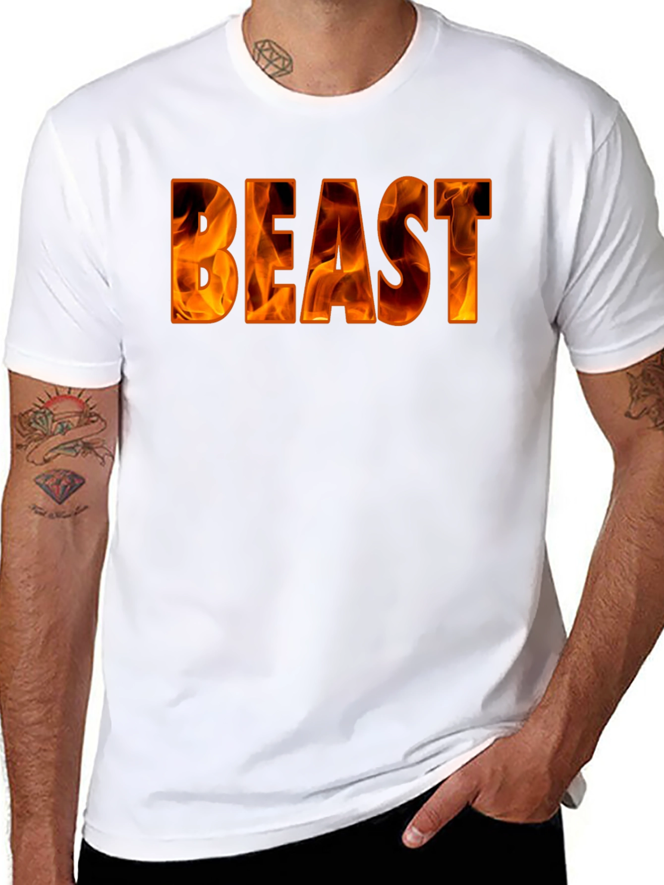 Fiery Beast Graphic Tee - Bold Black Shirt