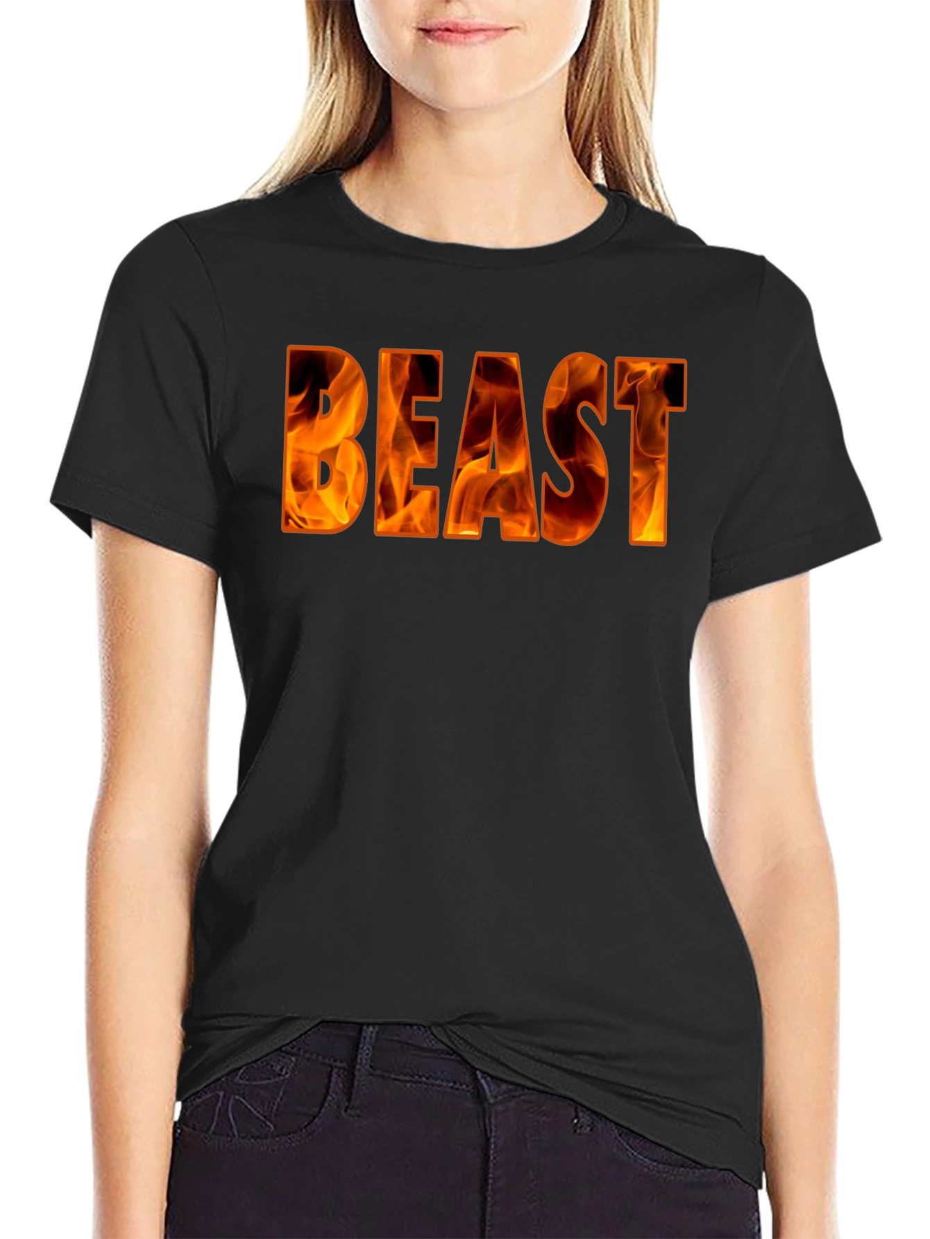 Fiery Beast Graphic Tee - Bold Black Shirt