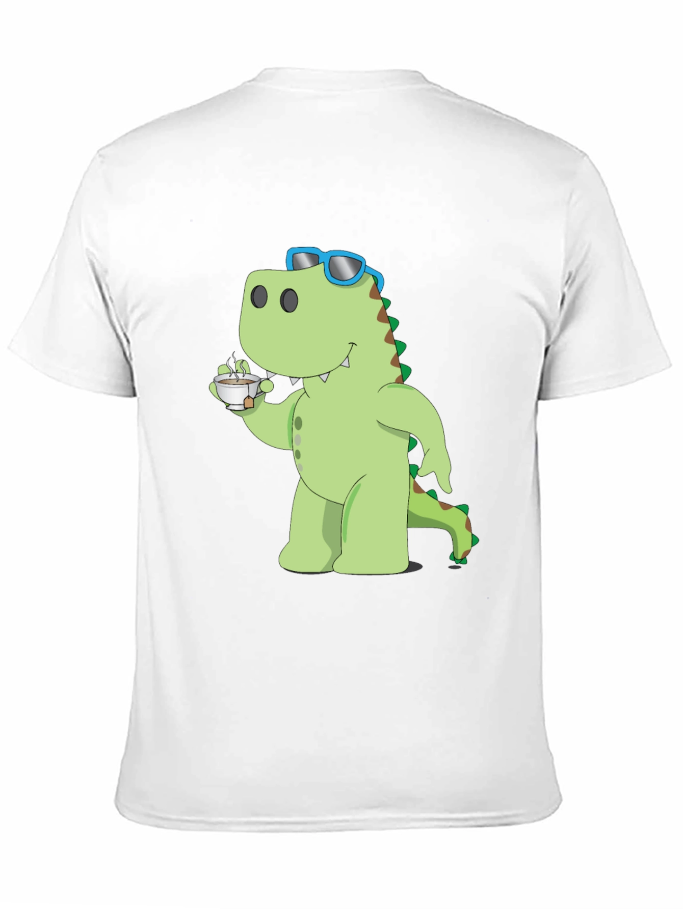 Dino Sipping Tea Black T-Shirt