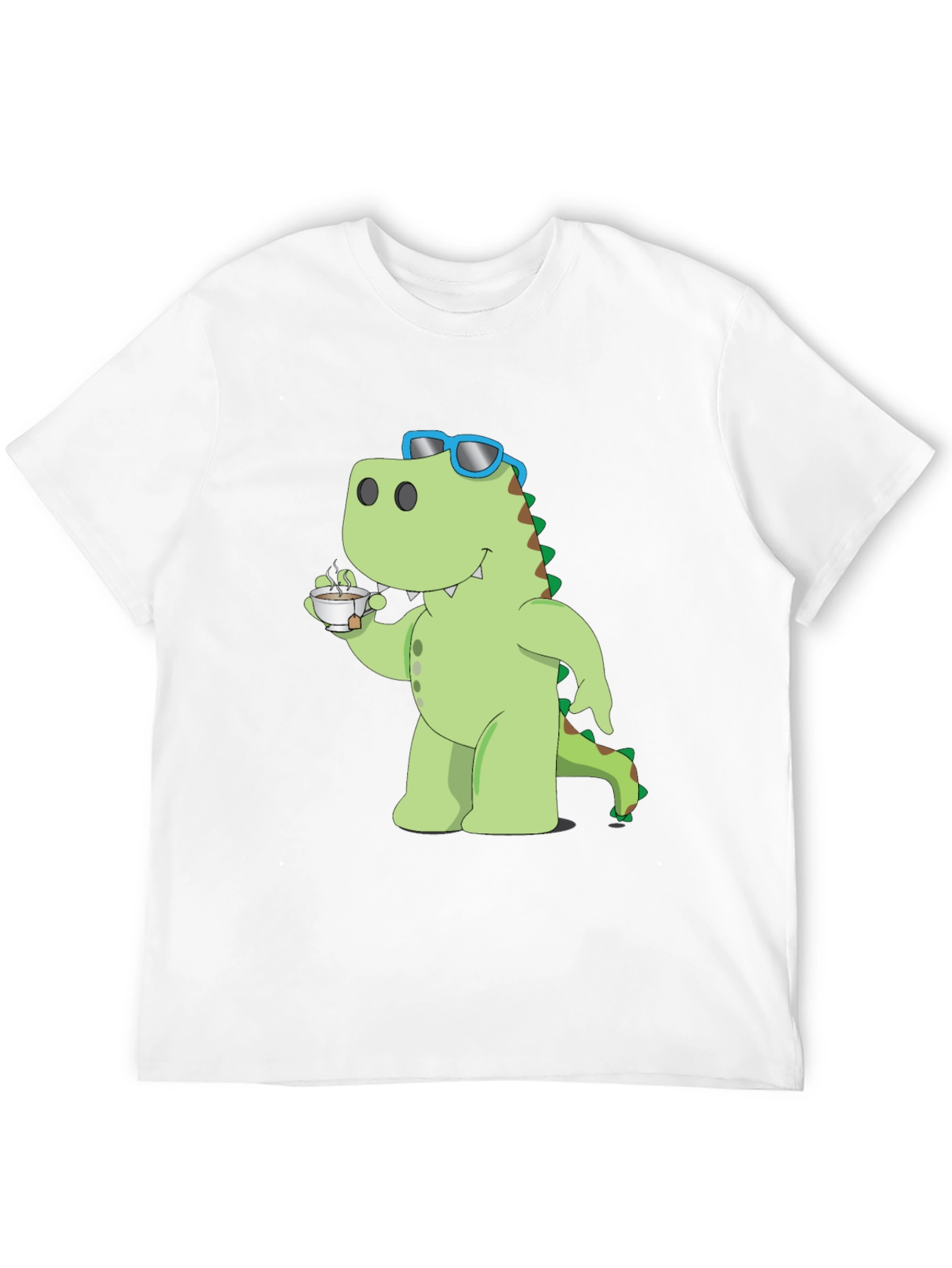Dino Sipping Tea Black T-Shirt