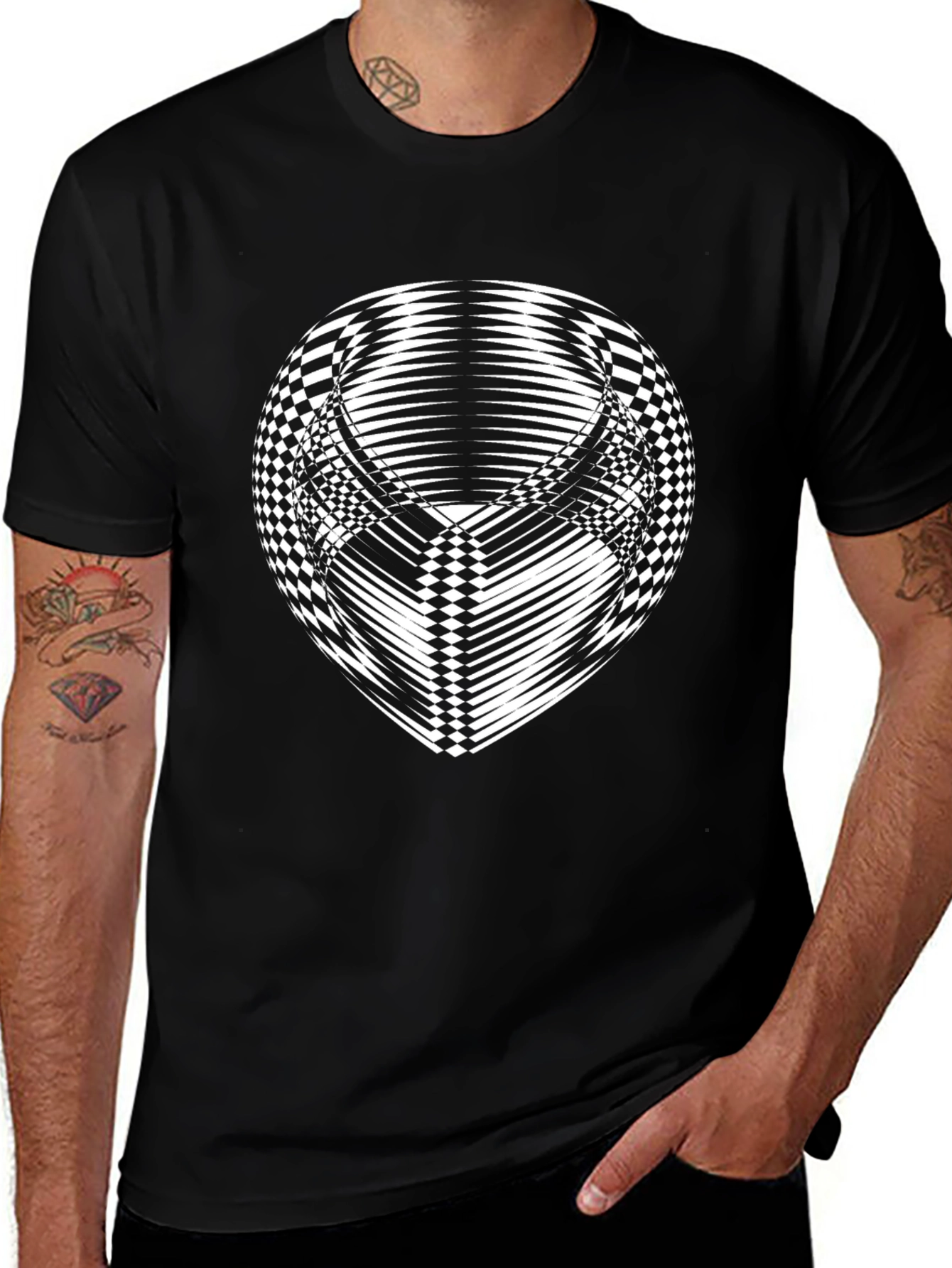 Optical Illusion T-Shirt - Black Graphic Tee
