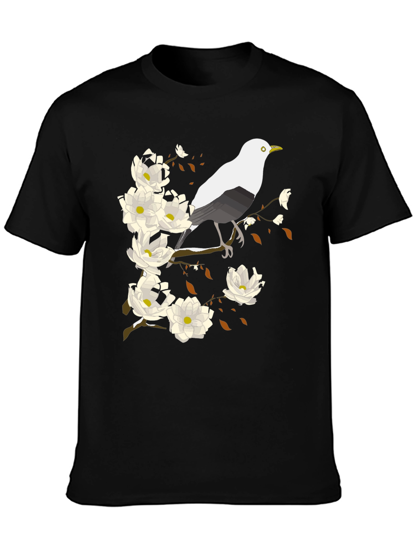 Bird and Blossom Graphic Tee - Black