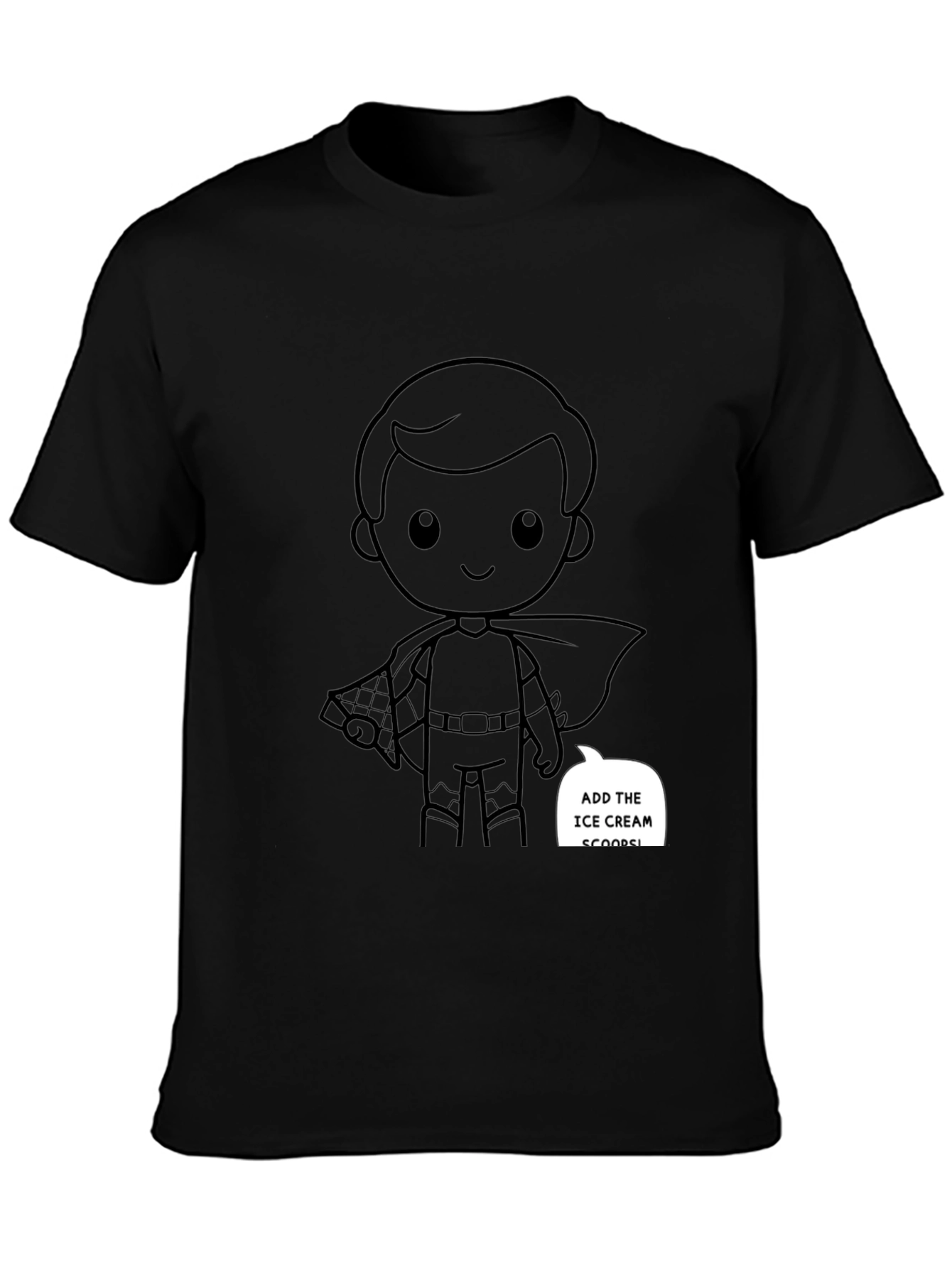 Superhero Cartoon Graphic Black T-Shirt