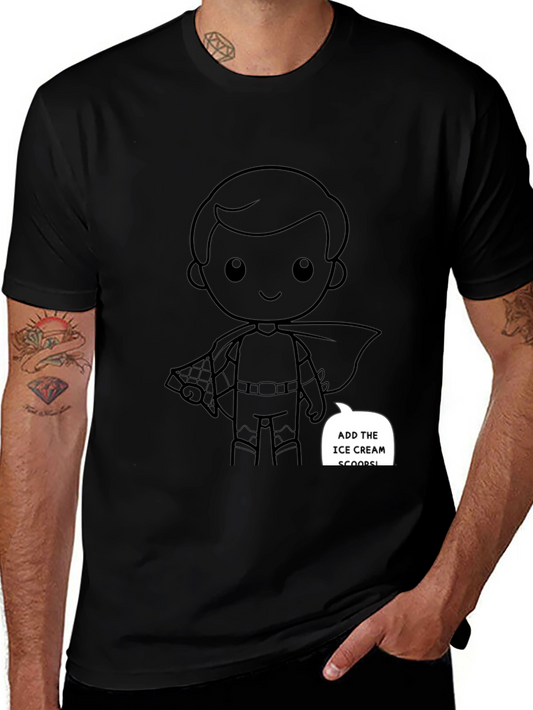 Superhero Cartoon Graphic Black T-Shirt