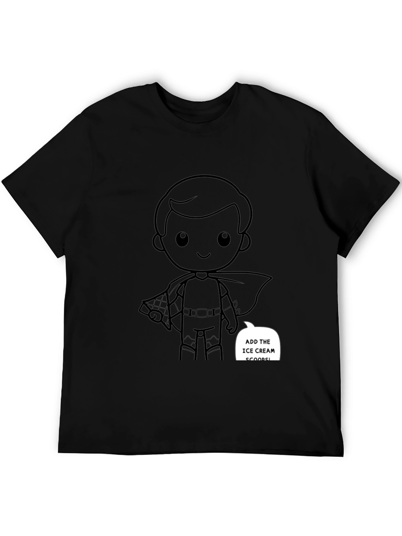 Superhero Cartoon Graphic Black T-Shirt