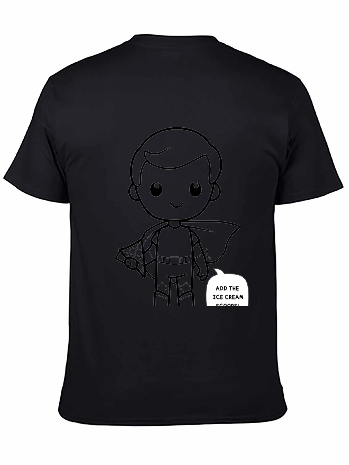 Superhero Cartoon Graphic Black T-Shirt