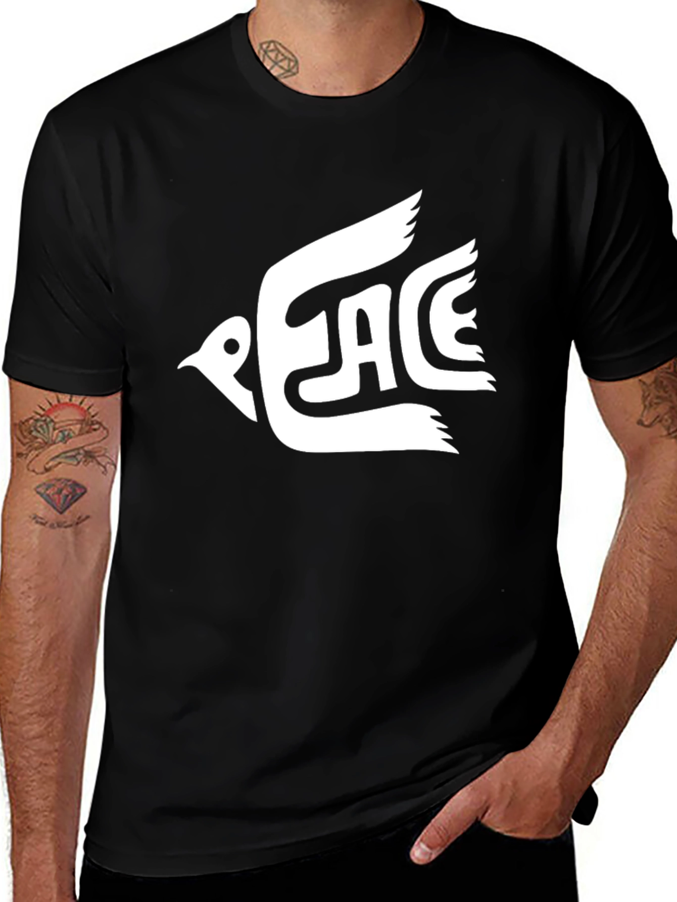 Peace Dove Graphic T-Shirt - Mens Black Tee