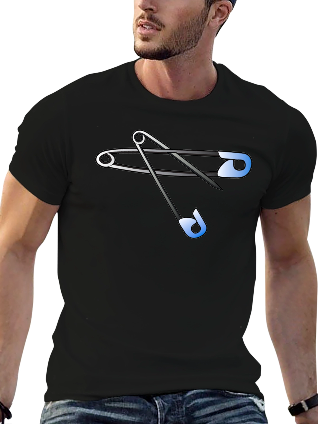 Safety Pins Graphic Tee - Black