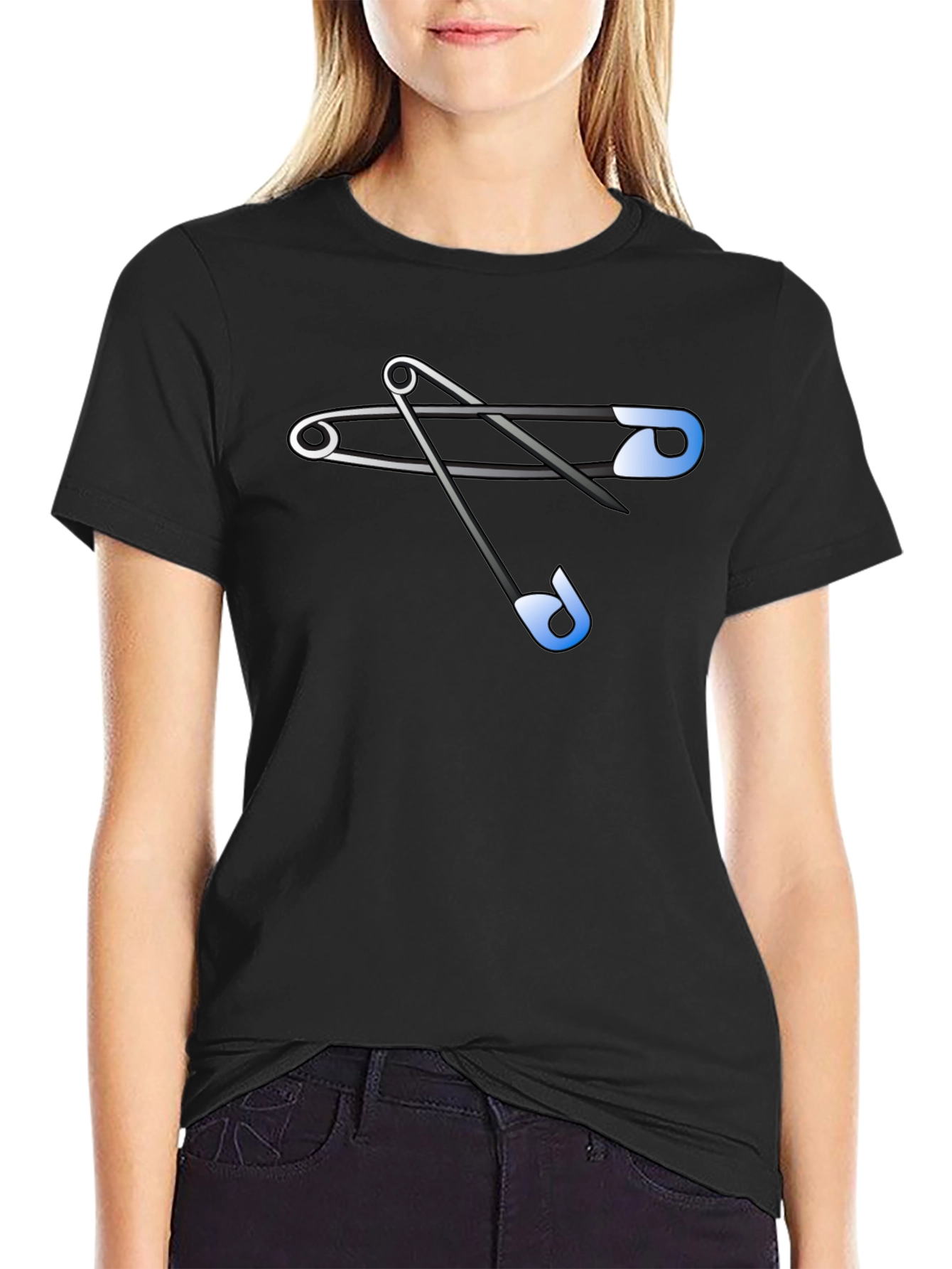 Safety Pins Graphic Tee - Black