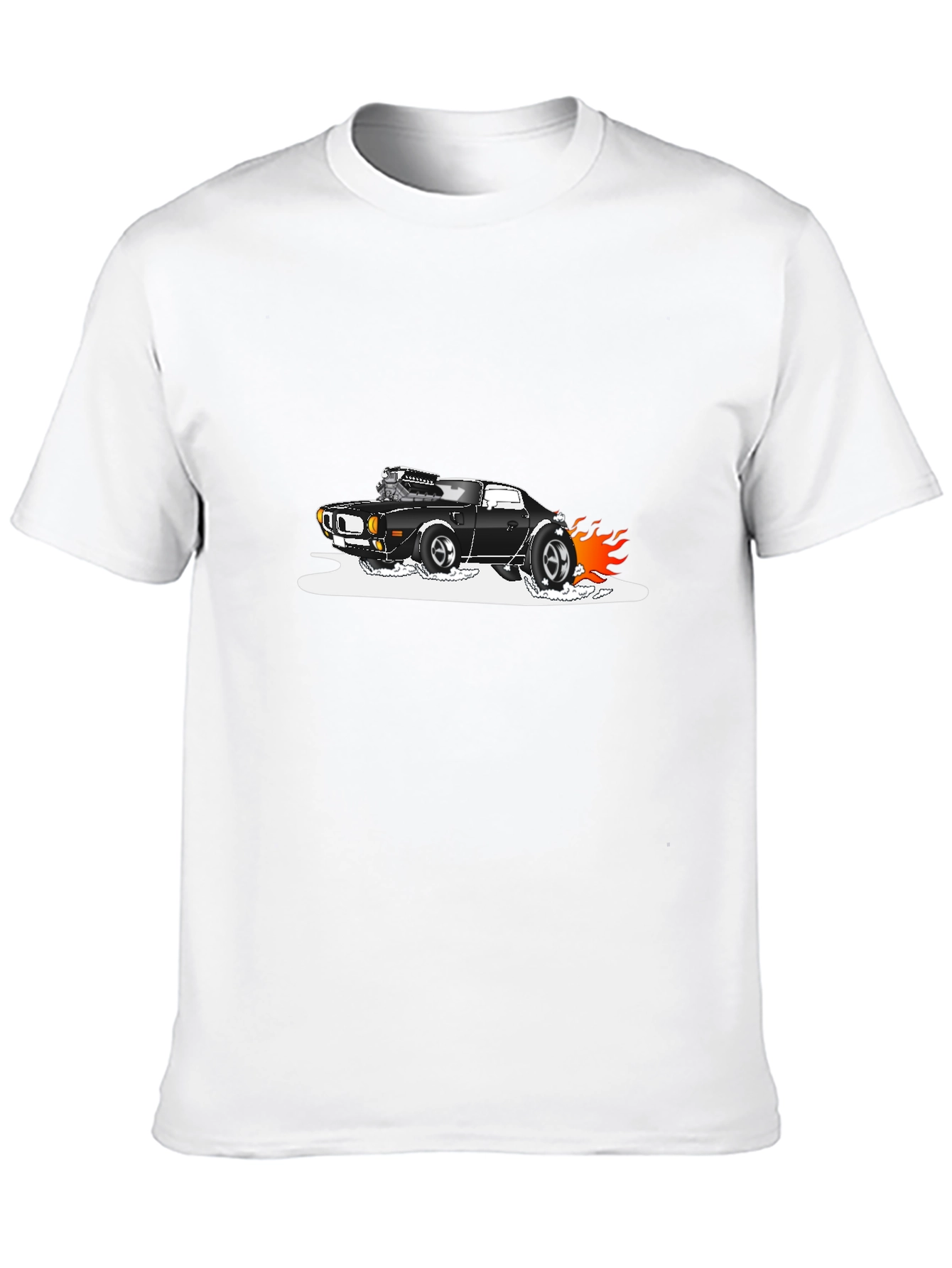 Black T-Shirt with Hot Rod Car Graphic