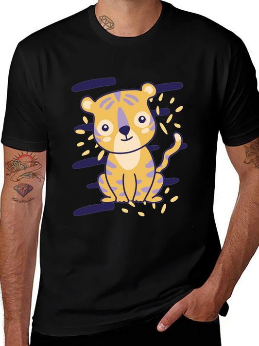 Cute Tiger Graphic Black T-Shirt