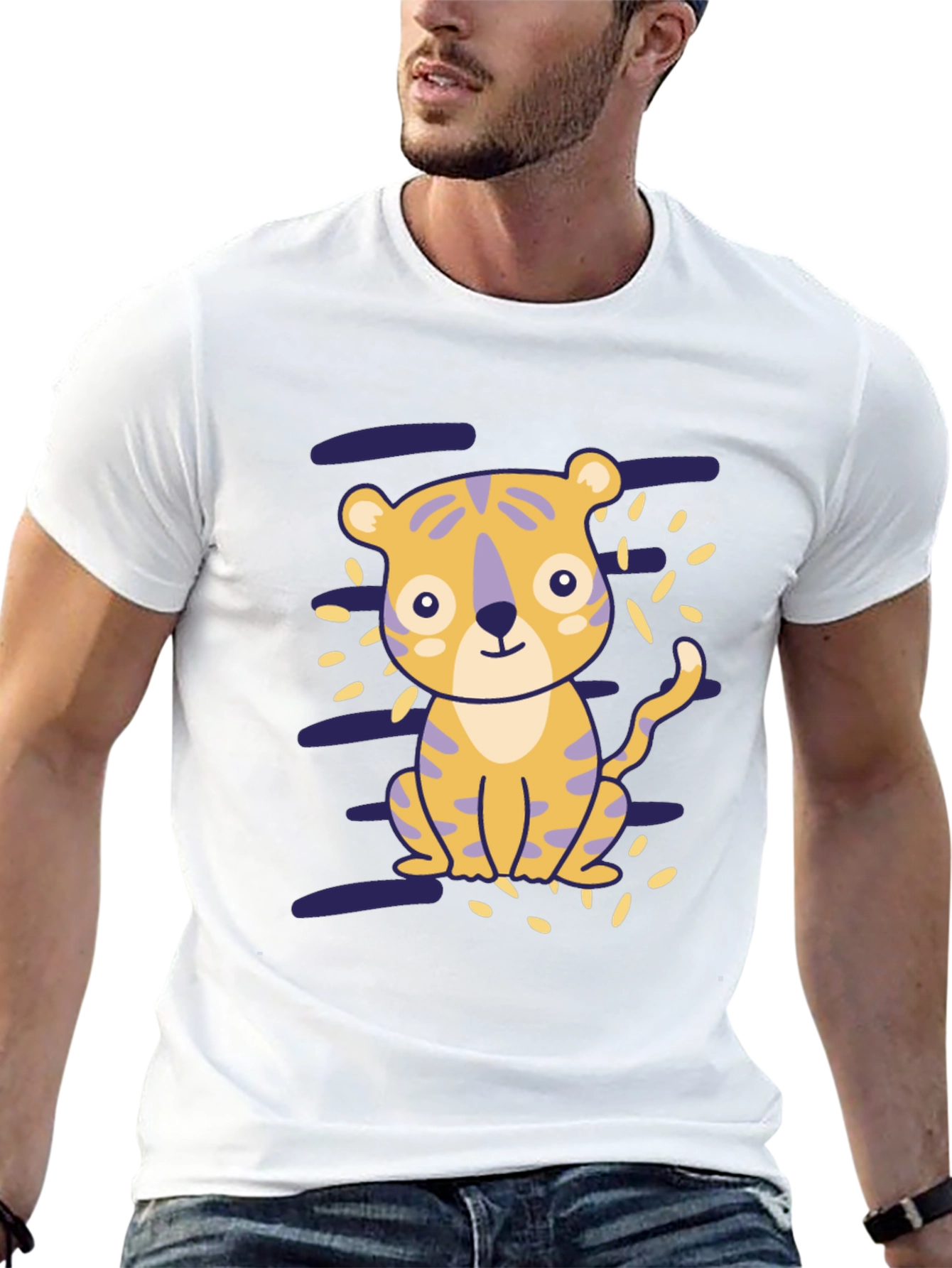 Cute Tiger Graphic Black T-Shirt