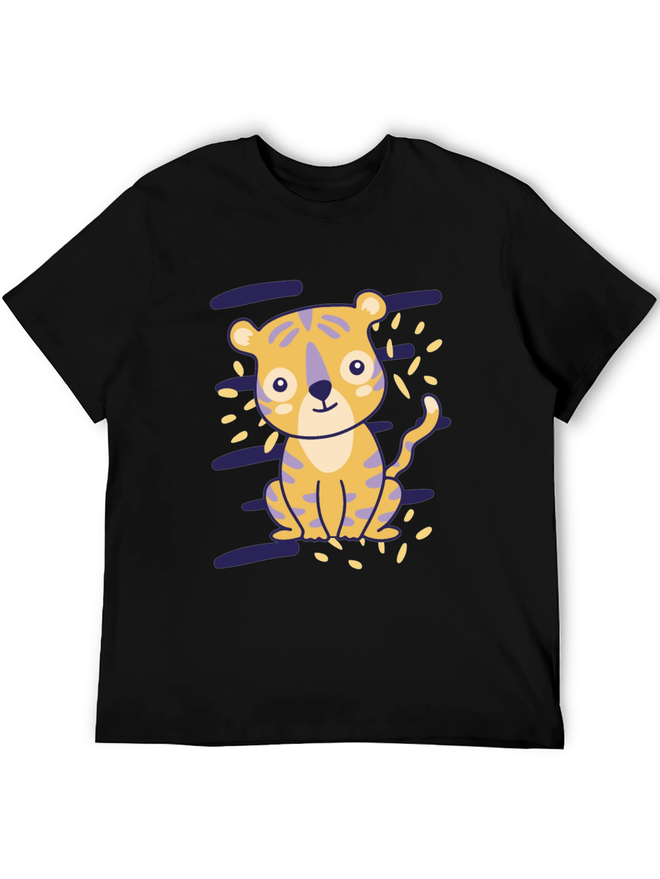Cute Tiger Graphic Black T-Shirt