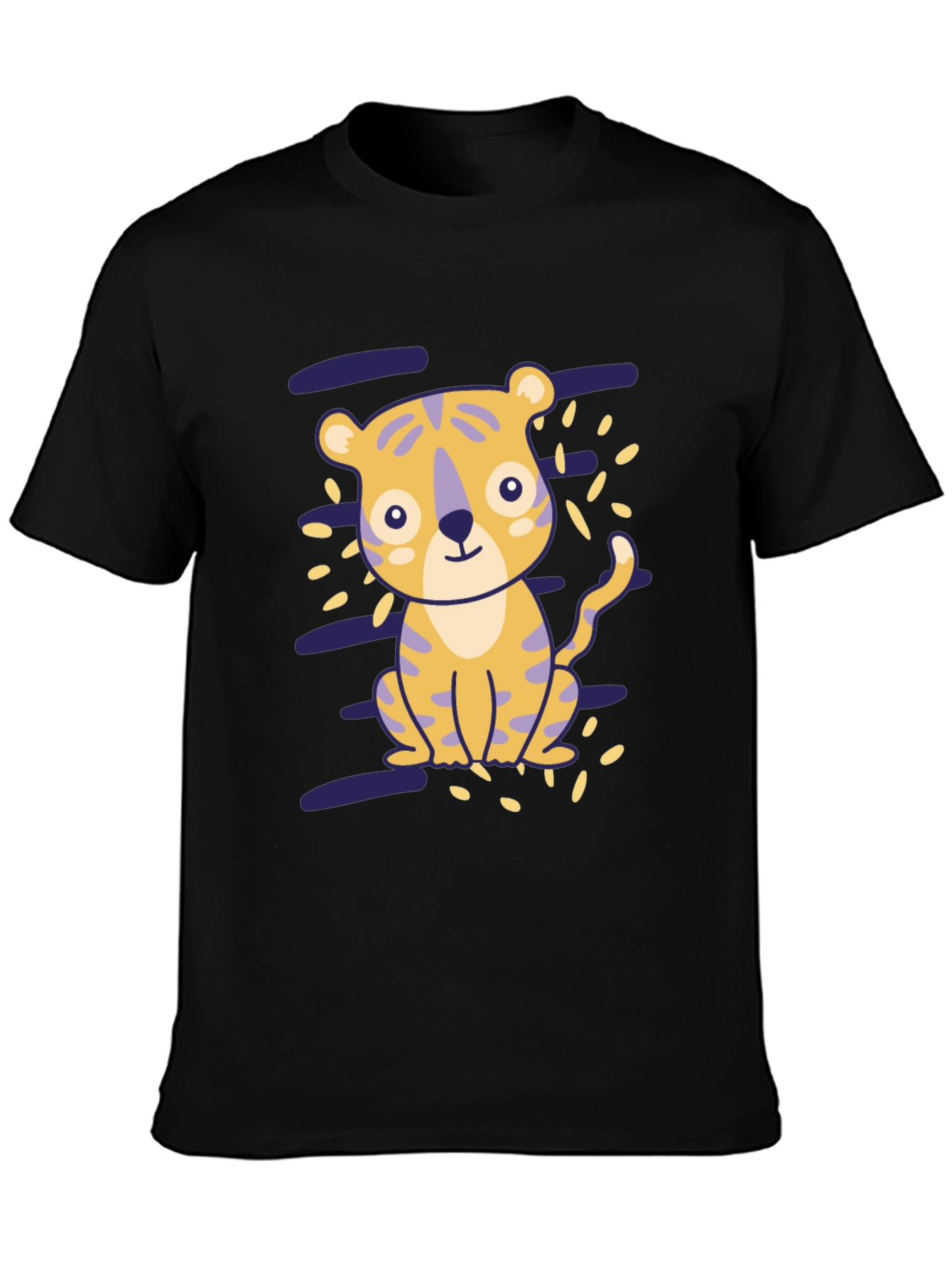Cute Tiger Graphic Black T-Shirt