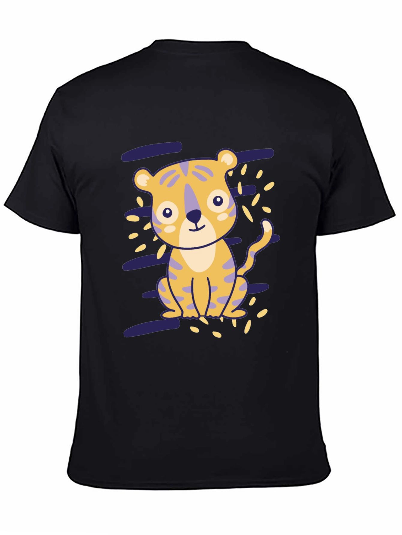 Cute Tiger Graphic Black T-Shirt