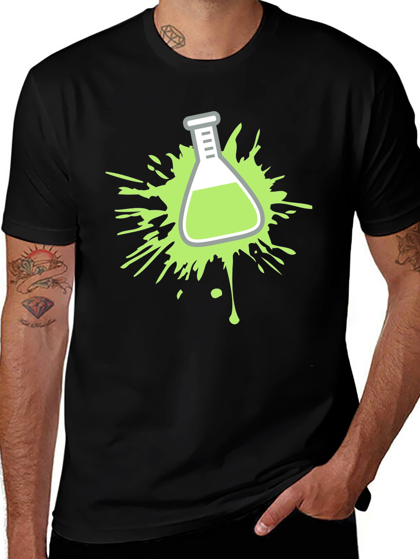 Science Beaker Splatter Graphic T-Shirt