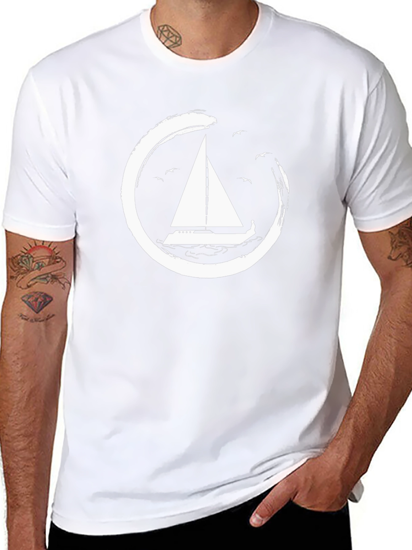 Sailboat Graphic Tee - Circular Design Stylish Casual Wear