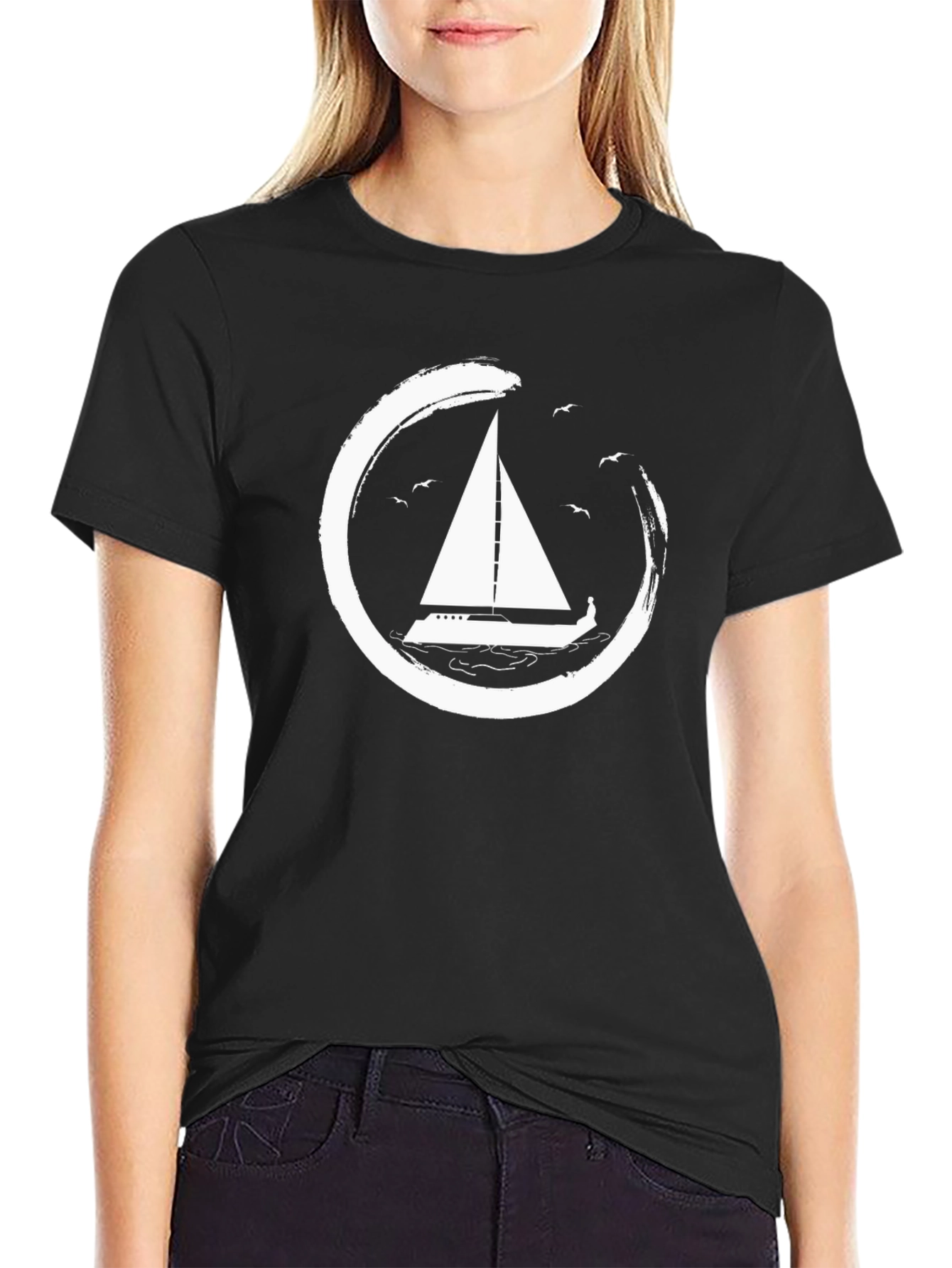Sailboat Graphic Tee - Circular Design Stylish Casual Wear
