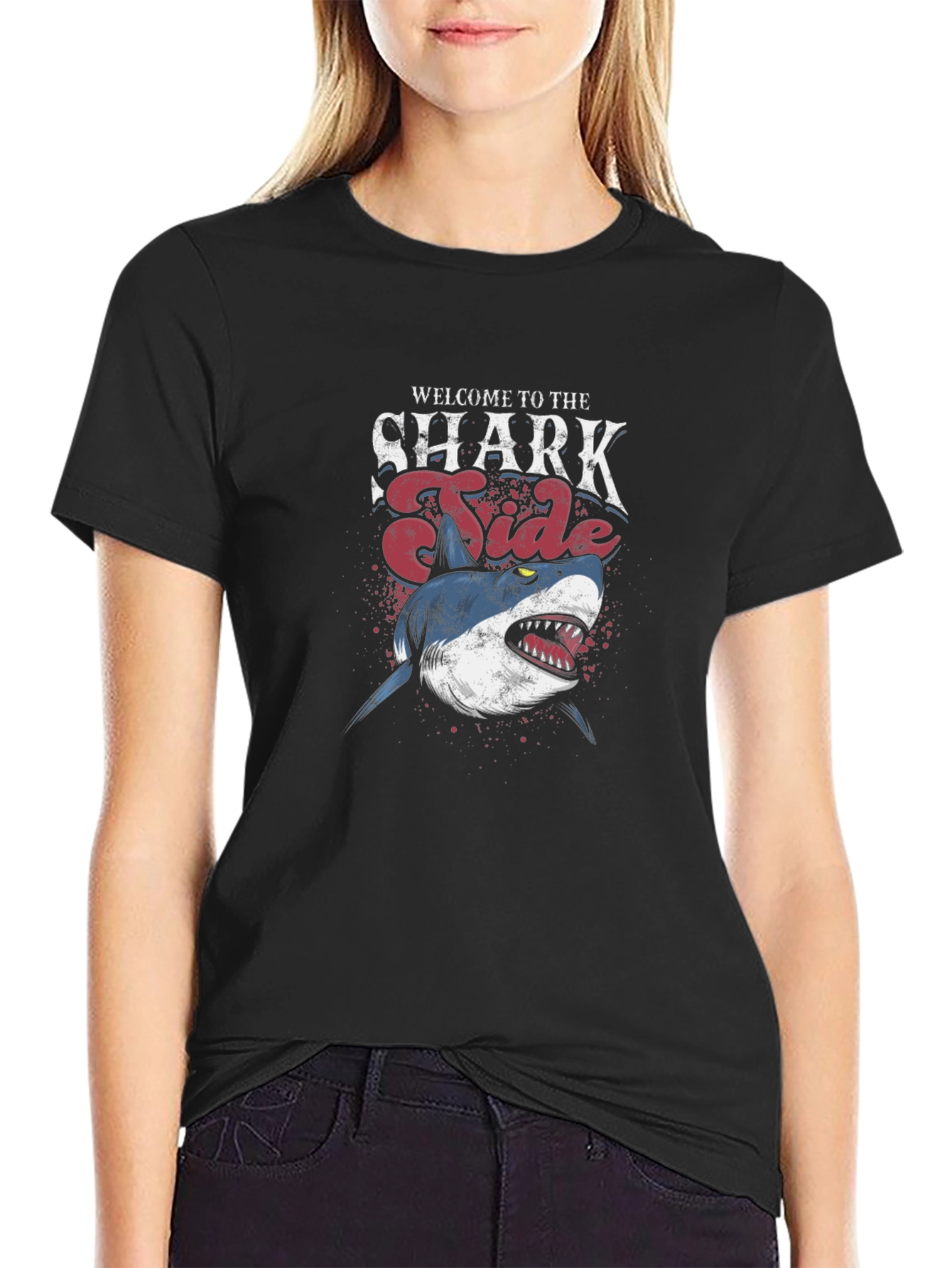 Shark Tide Graphic T-Shirt - Black