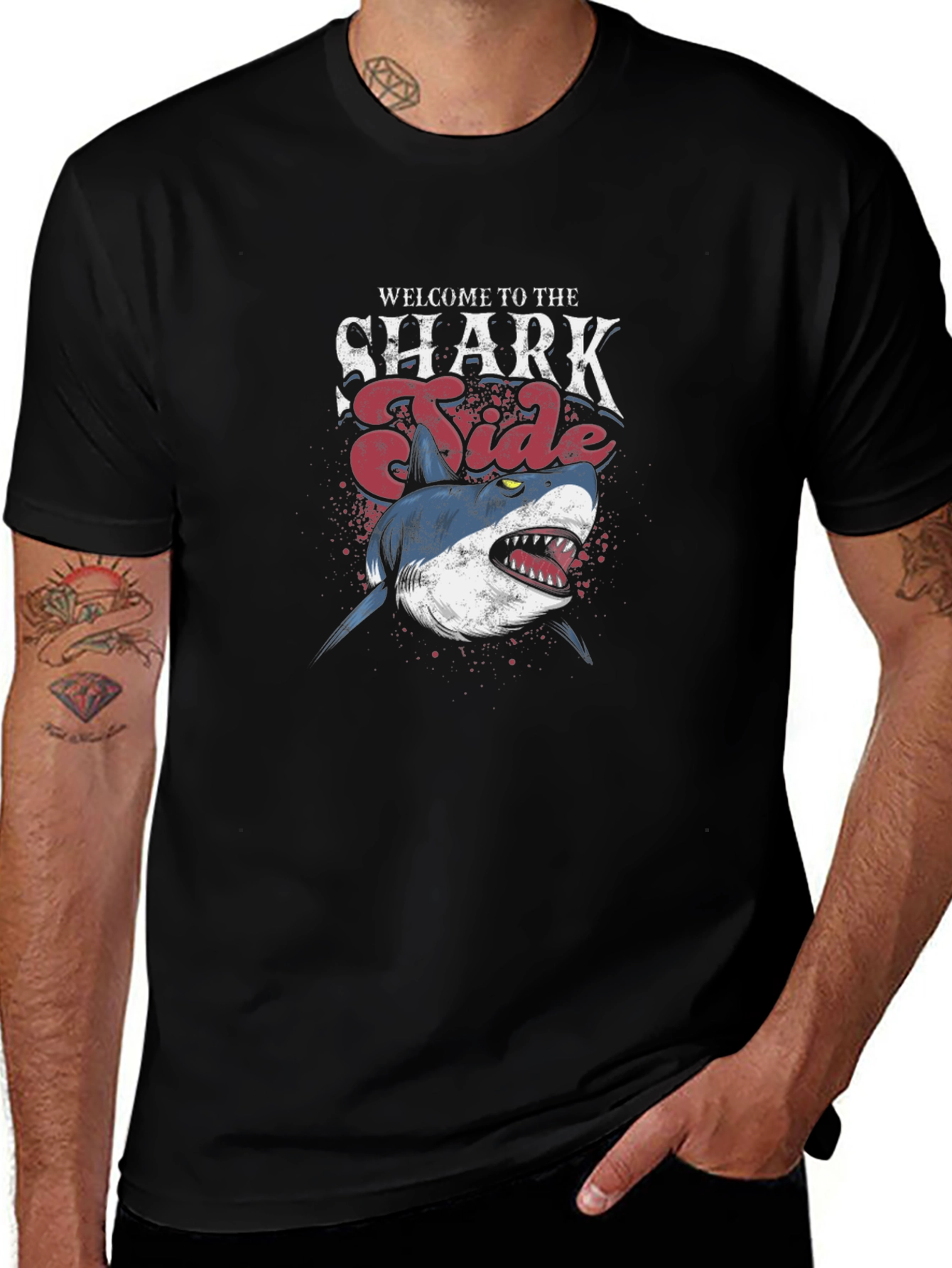 Shark Tide Graphic T-Shirt - Black