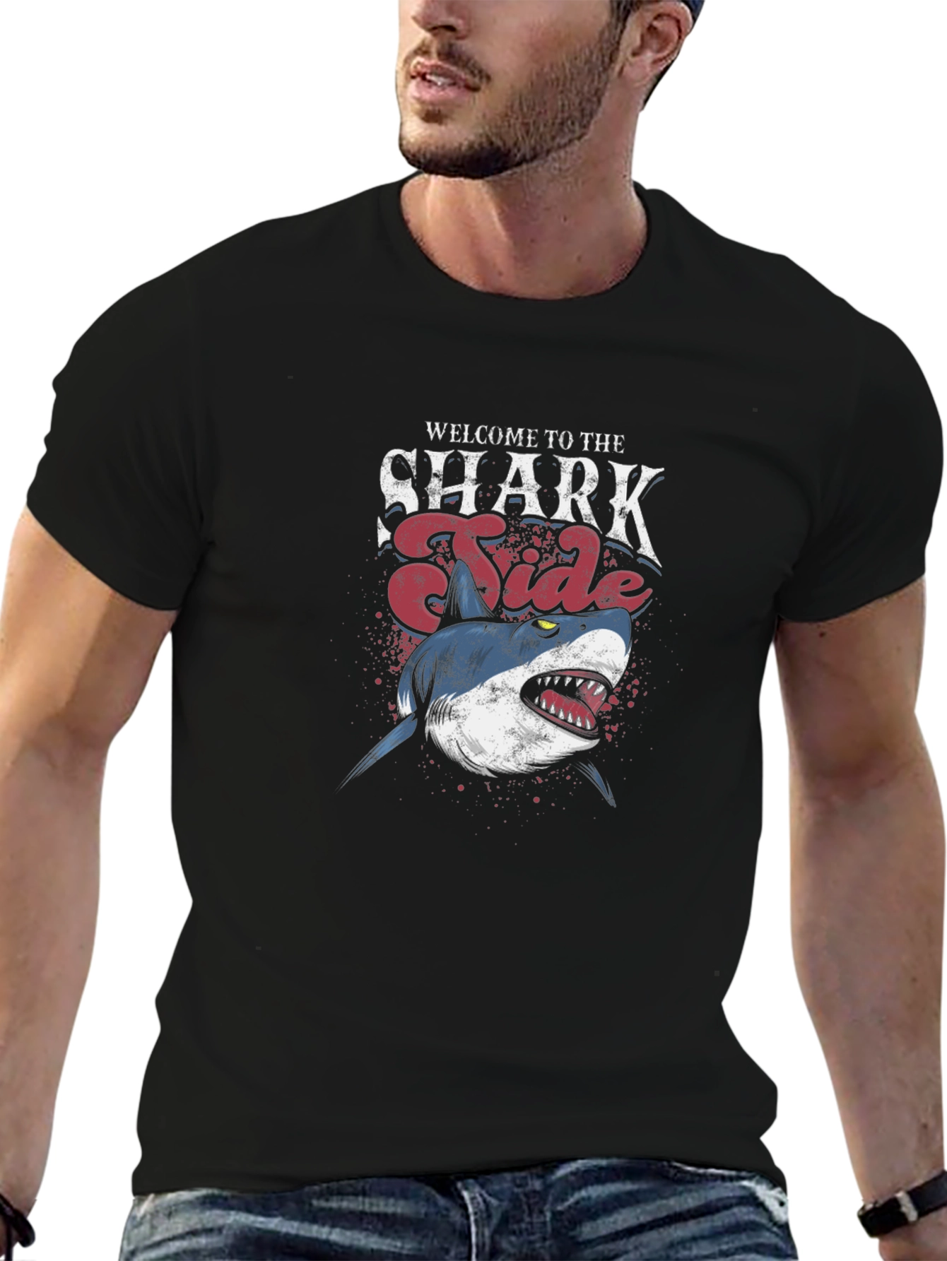 Shark Tide Graphic T-Shirt - Black