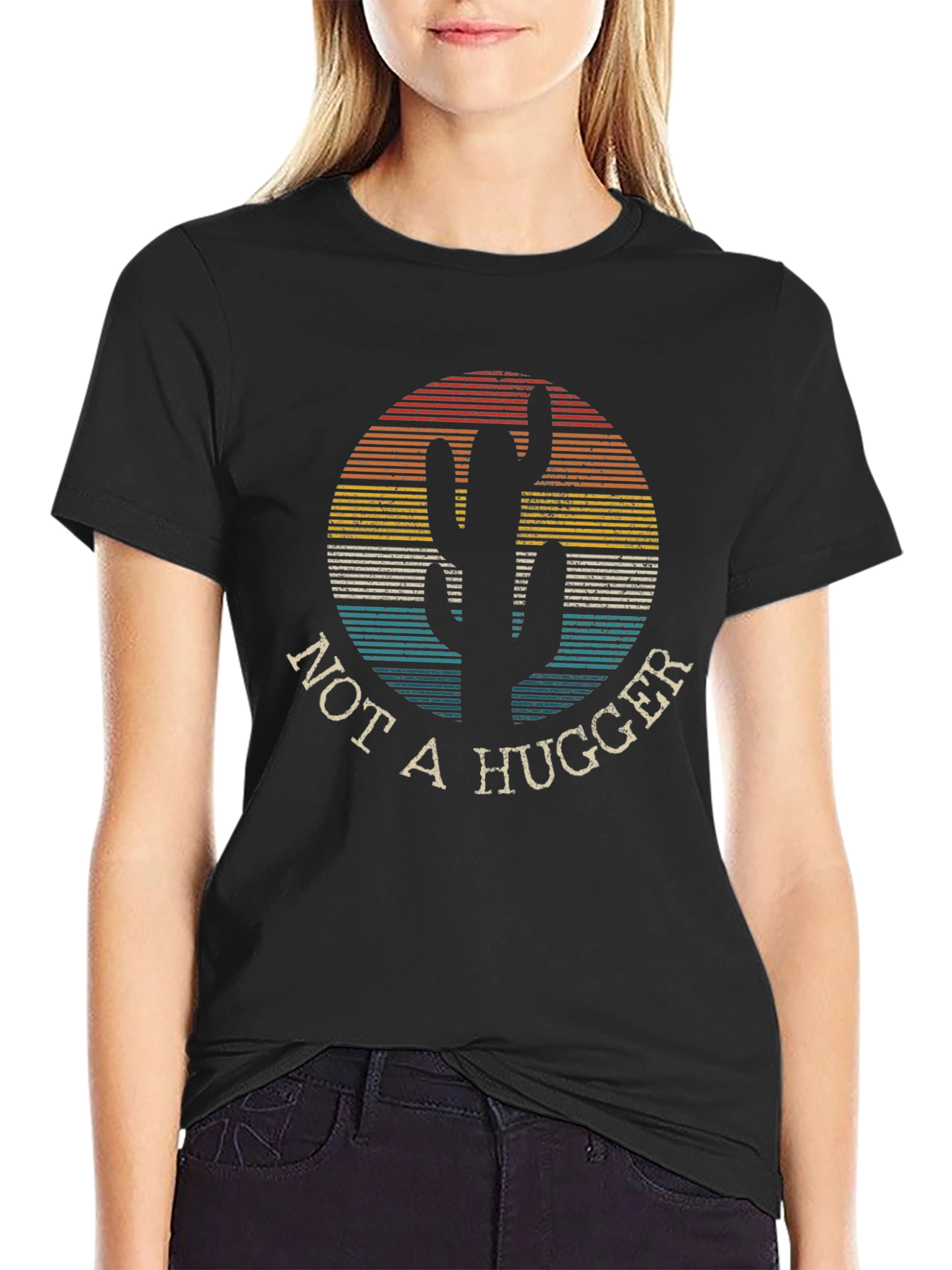 Not A Hugger Cactus Tee - Retro Desert Style
