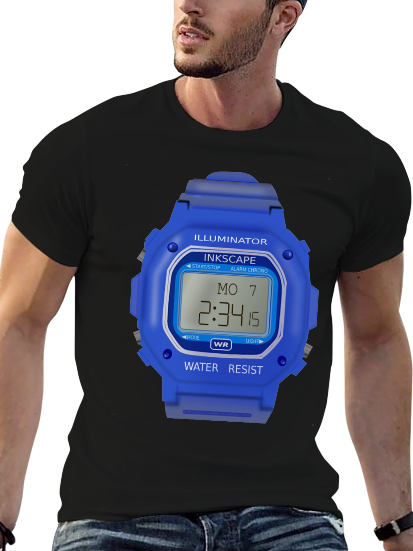 Inkscape Illuminator Watch Graphic Black T-Shirt